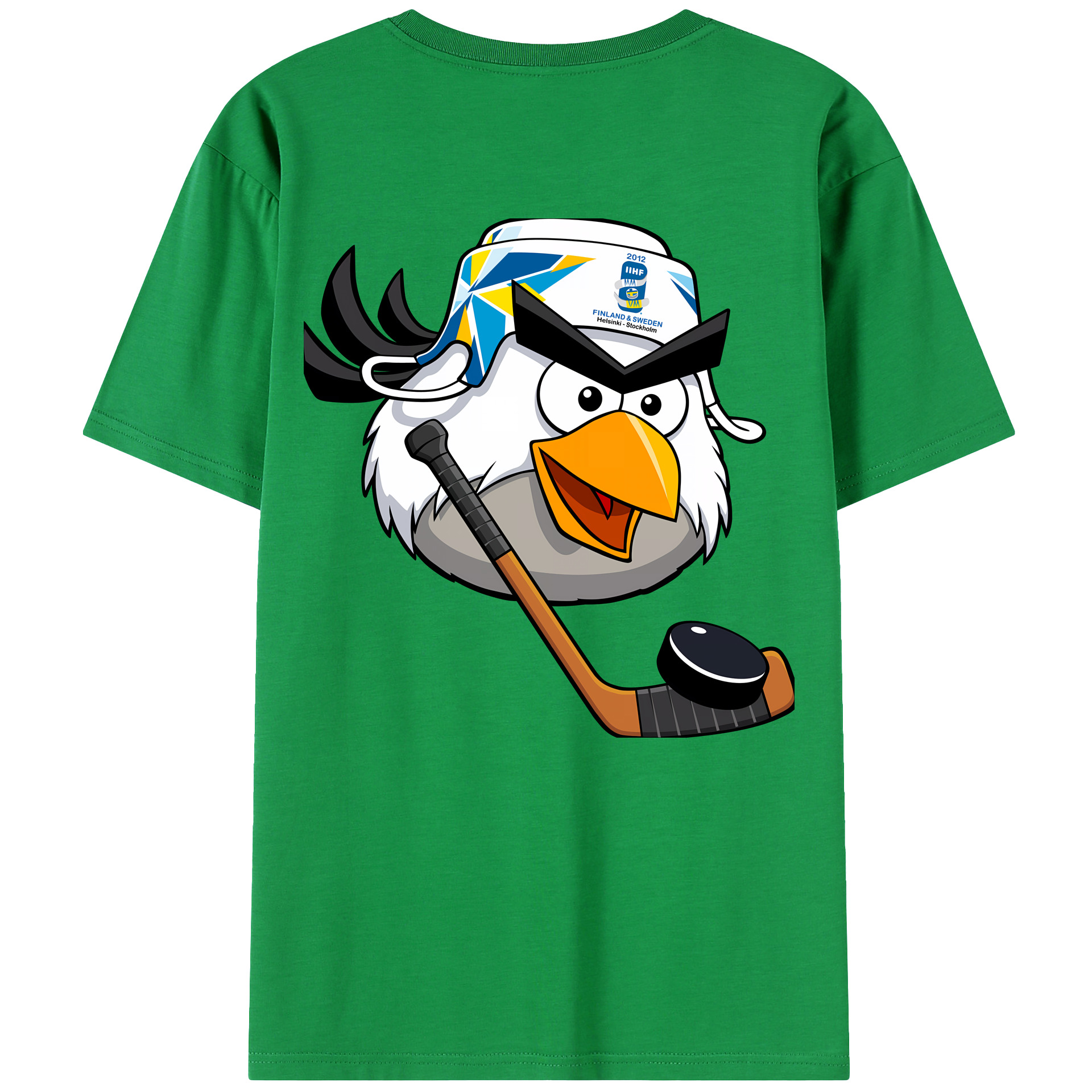 （画像用） Angry Birds アングリーバード 綿100％ メンズ半袖Tシャツ（バックプリント） 通気性