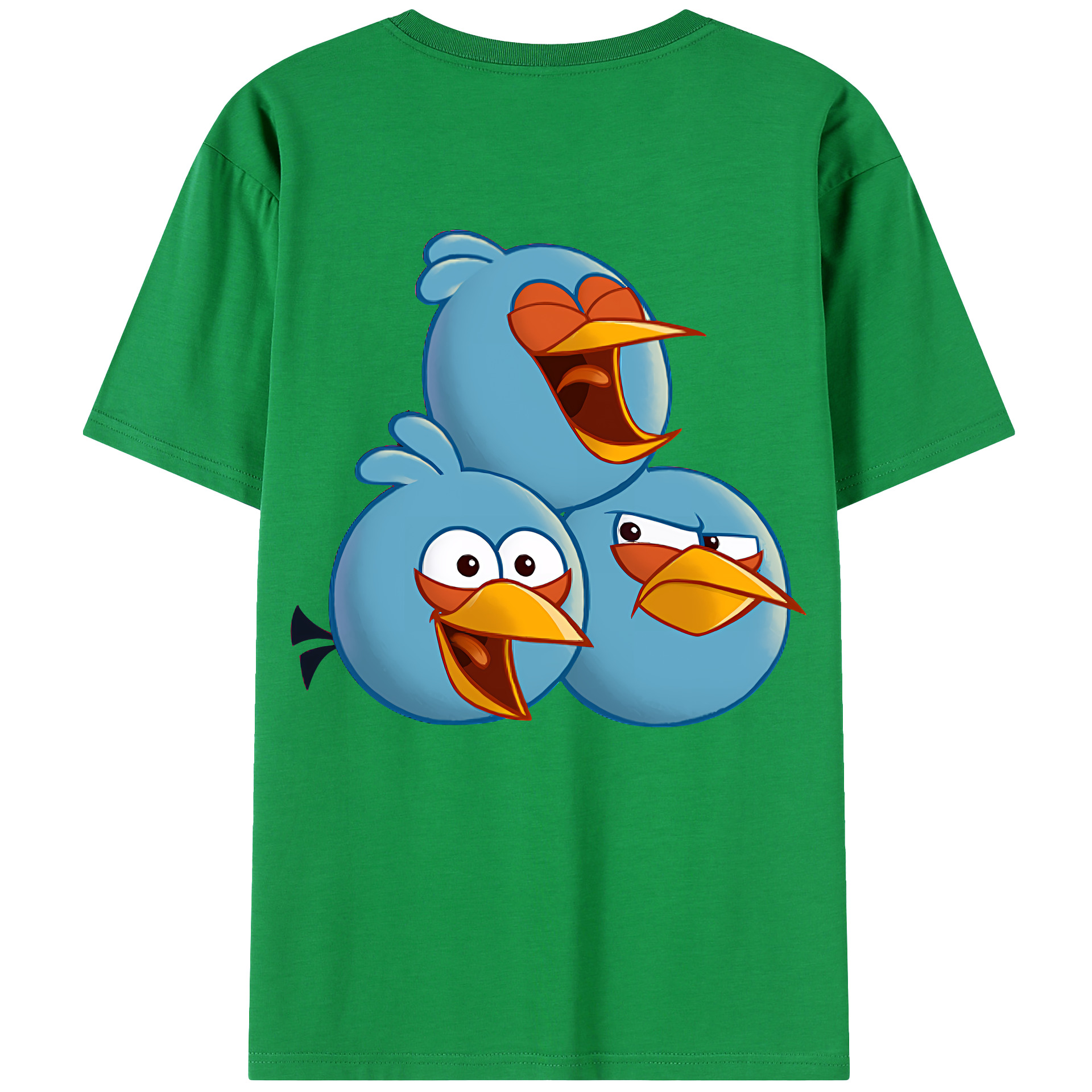（画像用） Angry Birds アングリーバード 綿100％ メンズ半袖Tシャツ（バックプリント） 通気性
