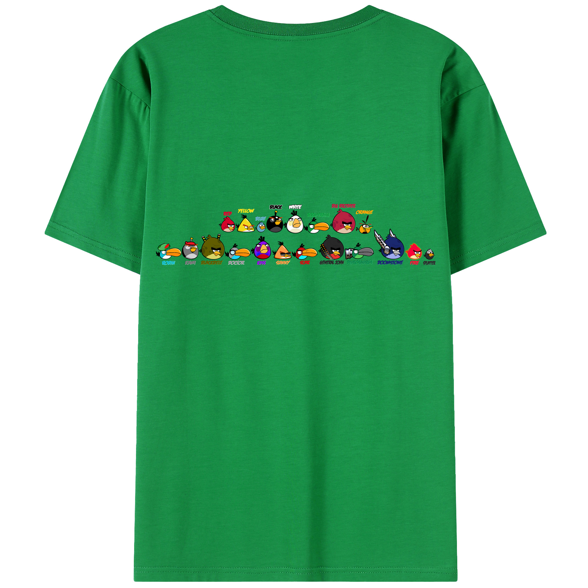 （画像用） Angry Birds アングリーバード 綿100％ メンズ半袖Tシャツ（バックプリント） 通気性