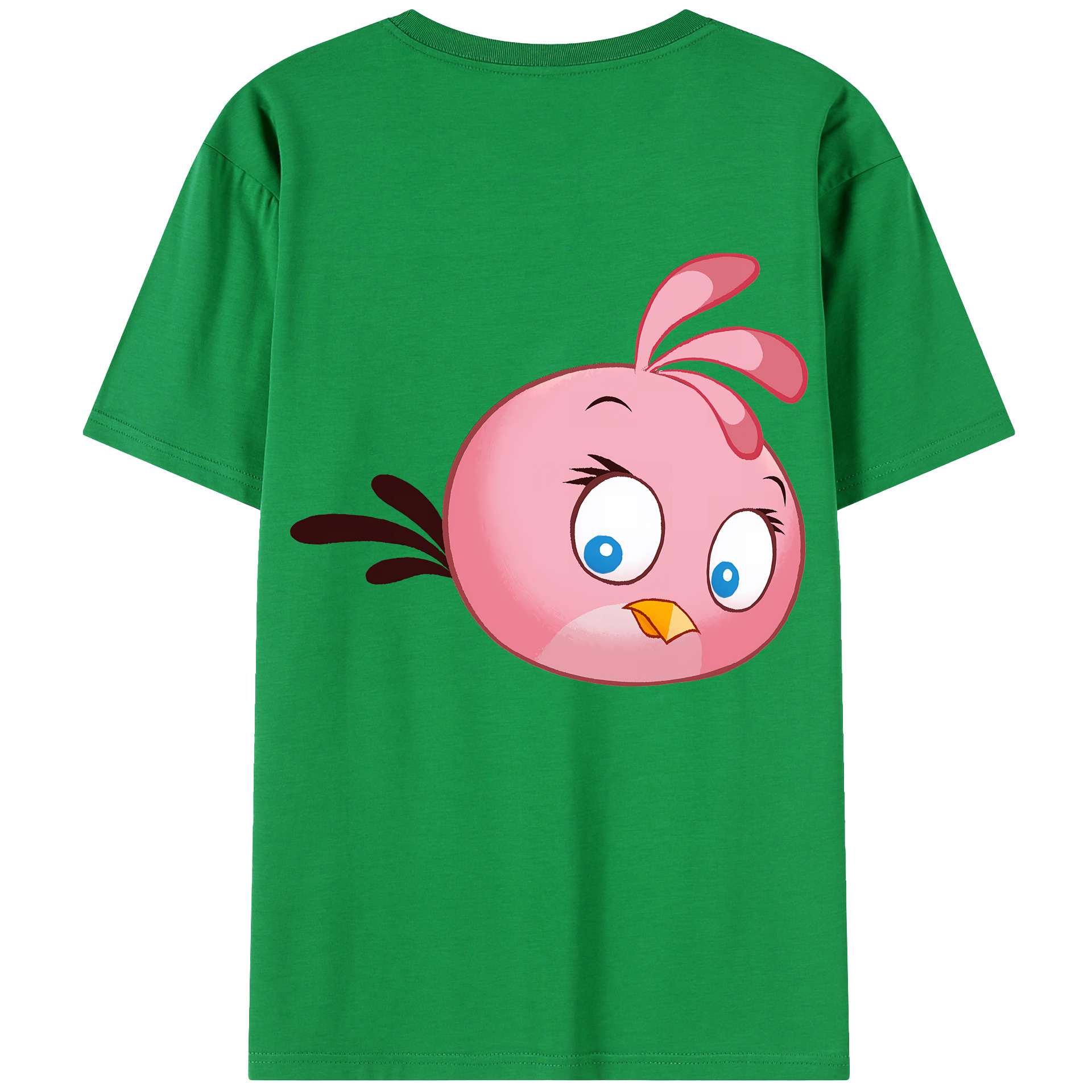 （画像用） Angry Birds アングリーバード 綿100％ メンズ半袖Tシャツ（バックプリント） 通気性