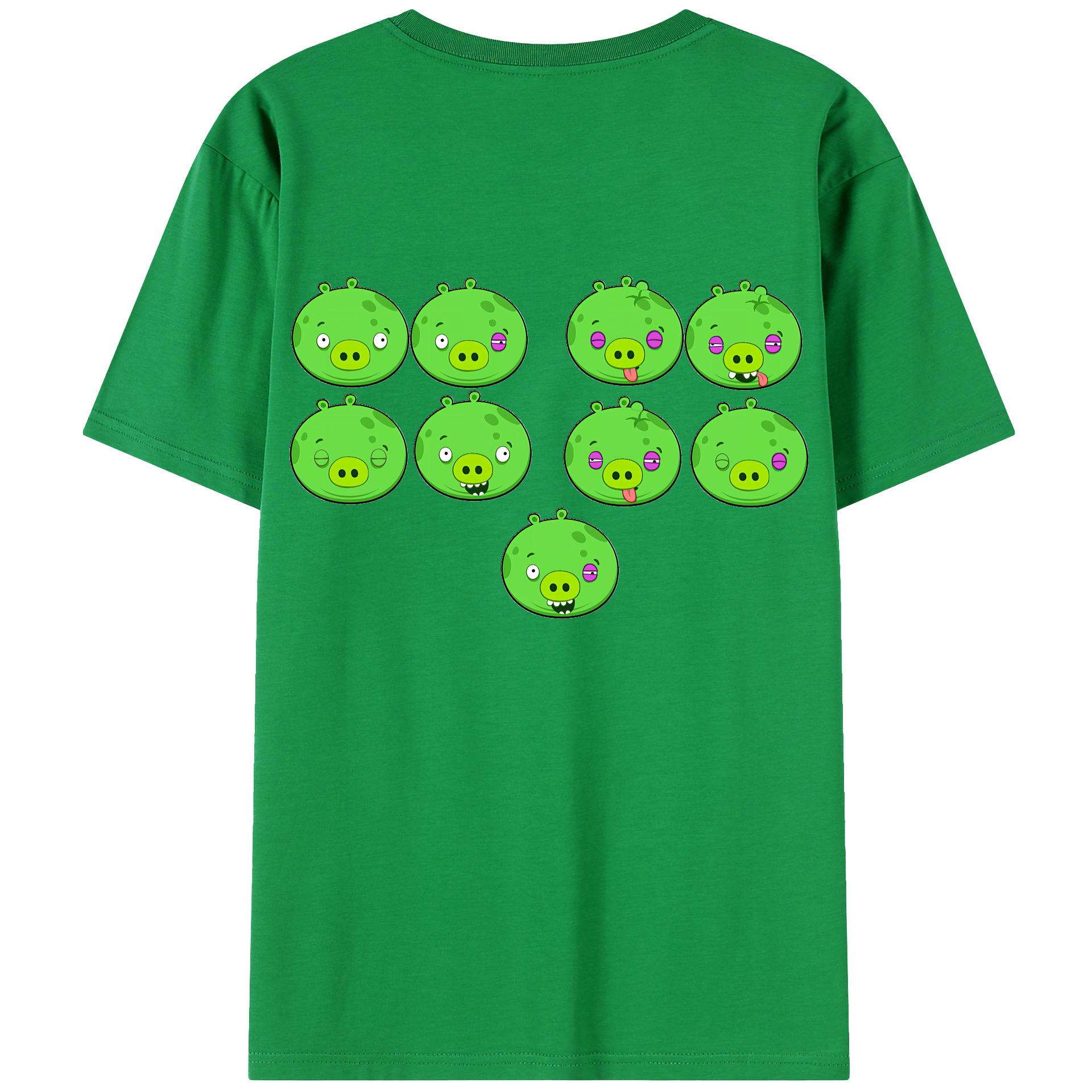 （画像用） Angry Birds アングリーバード 綿100％ メンズ半袖Tシャツ（バックプリント） 通気性