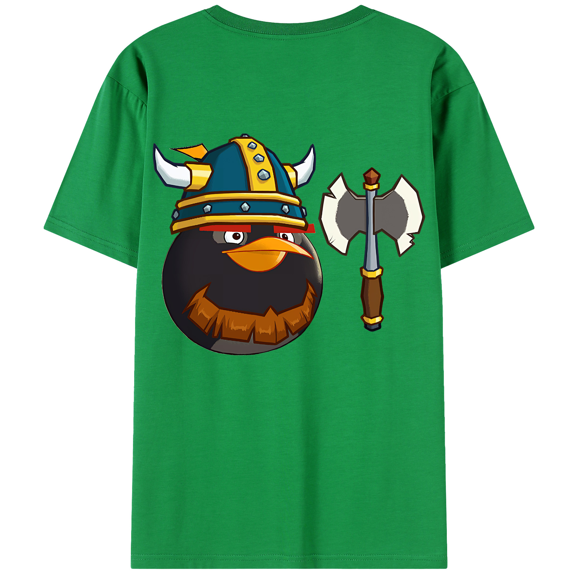 （画像用） Angry Birds アングリーバード 綿100％ メンズ半袖Tシャツ（バックプリント） 通気性