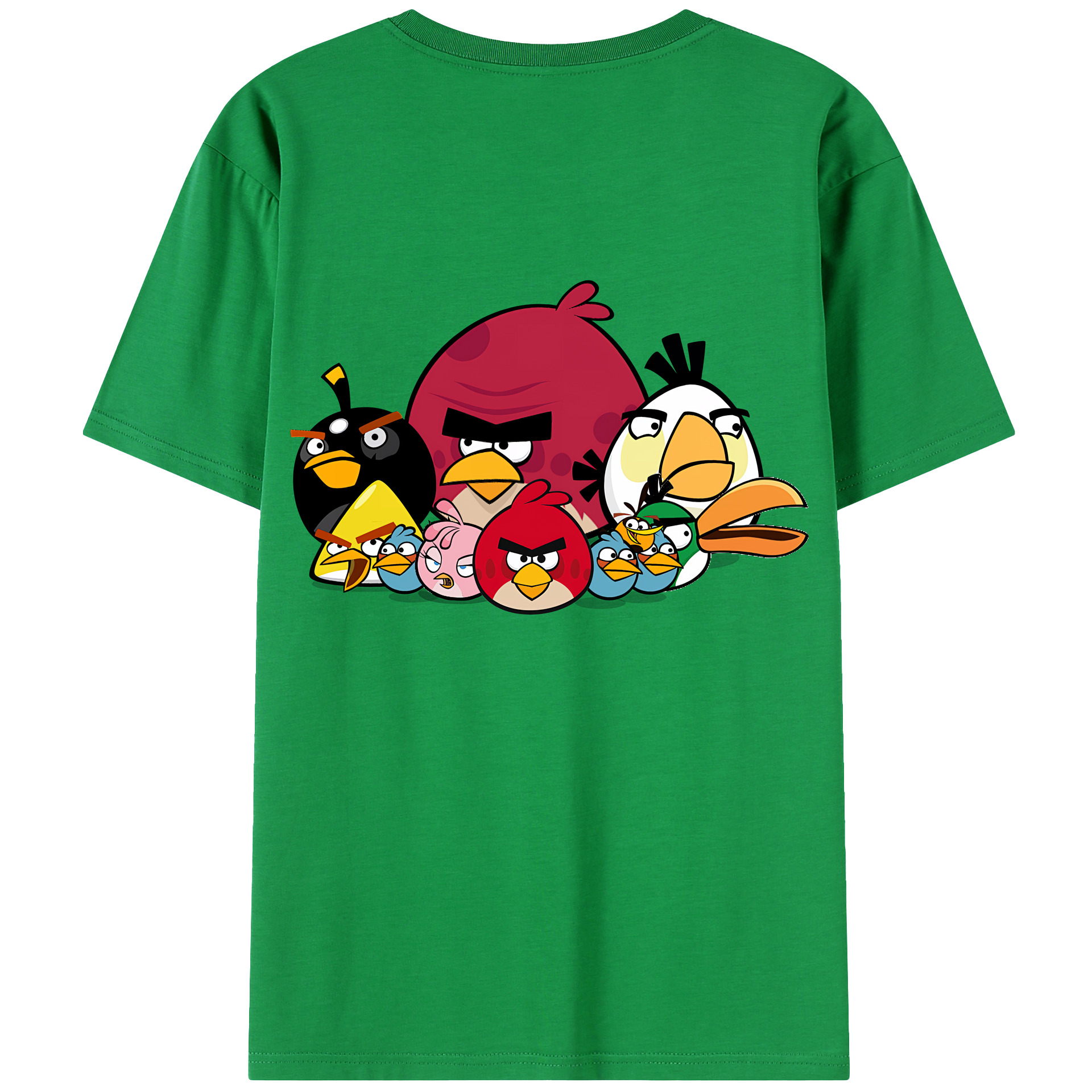 （画像用） Angry Birds アングリーバード 綿100％ メンズ半袖Tシャツ（バックプリント） 通気性