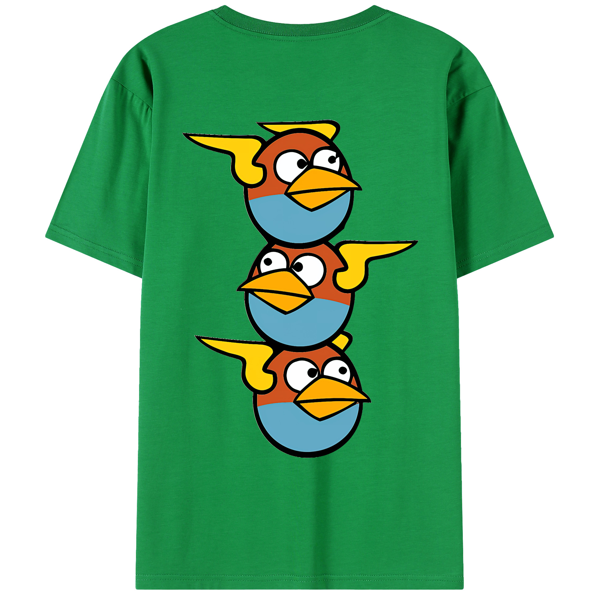 （画像用） Angry Birds アングリーバード 綿100％ メンズ半袖Tシャツ（バックプリント） 通気性
