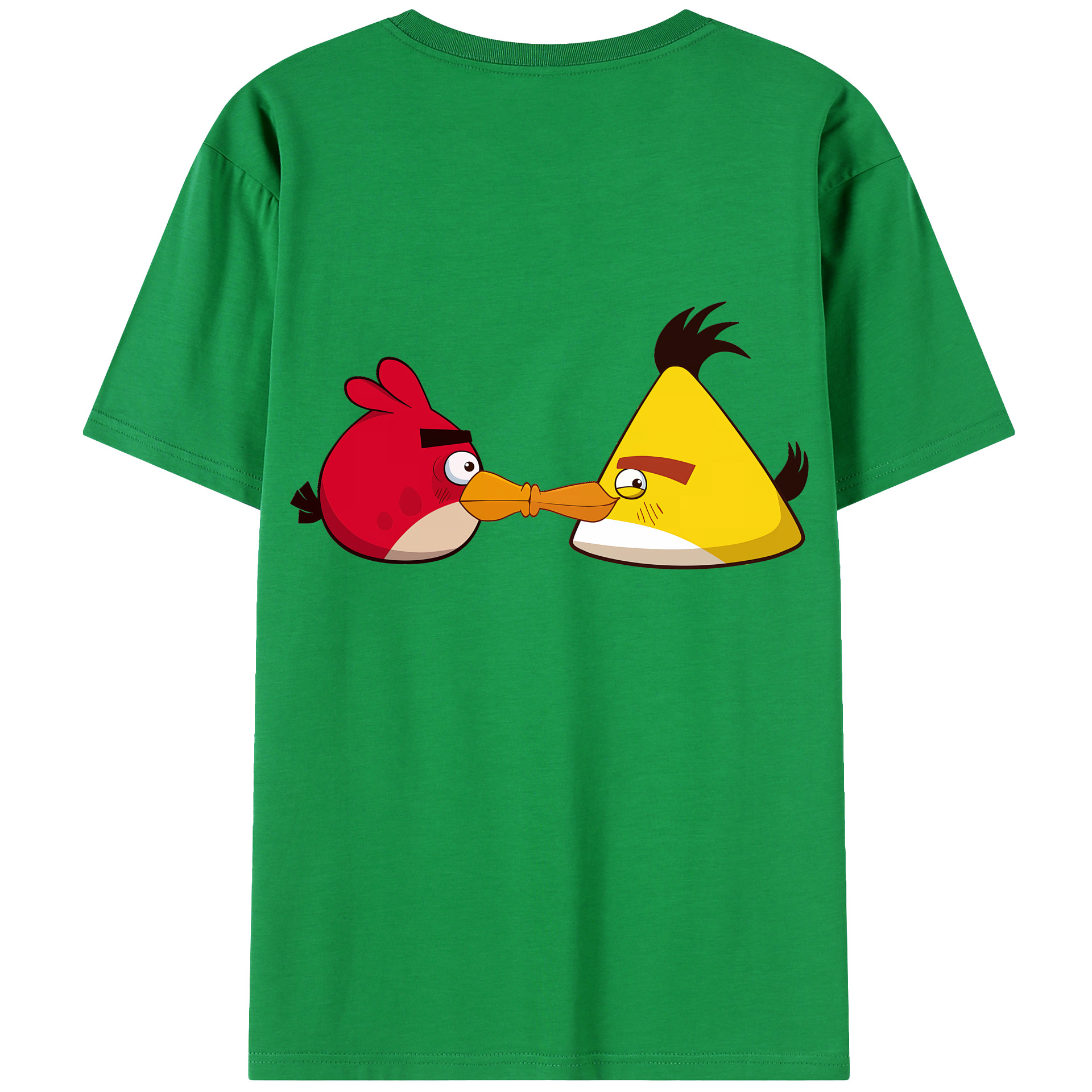 （画像用） Angry Birds アングリーバード 綿100％ メンズ半袖Tシャツ（バックプリント） 通気性