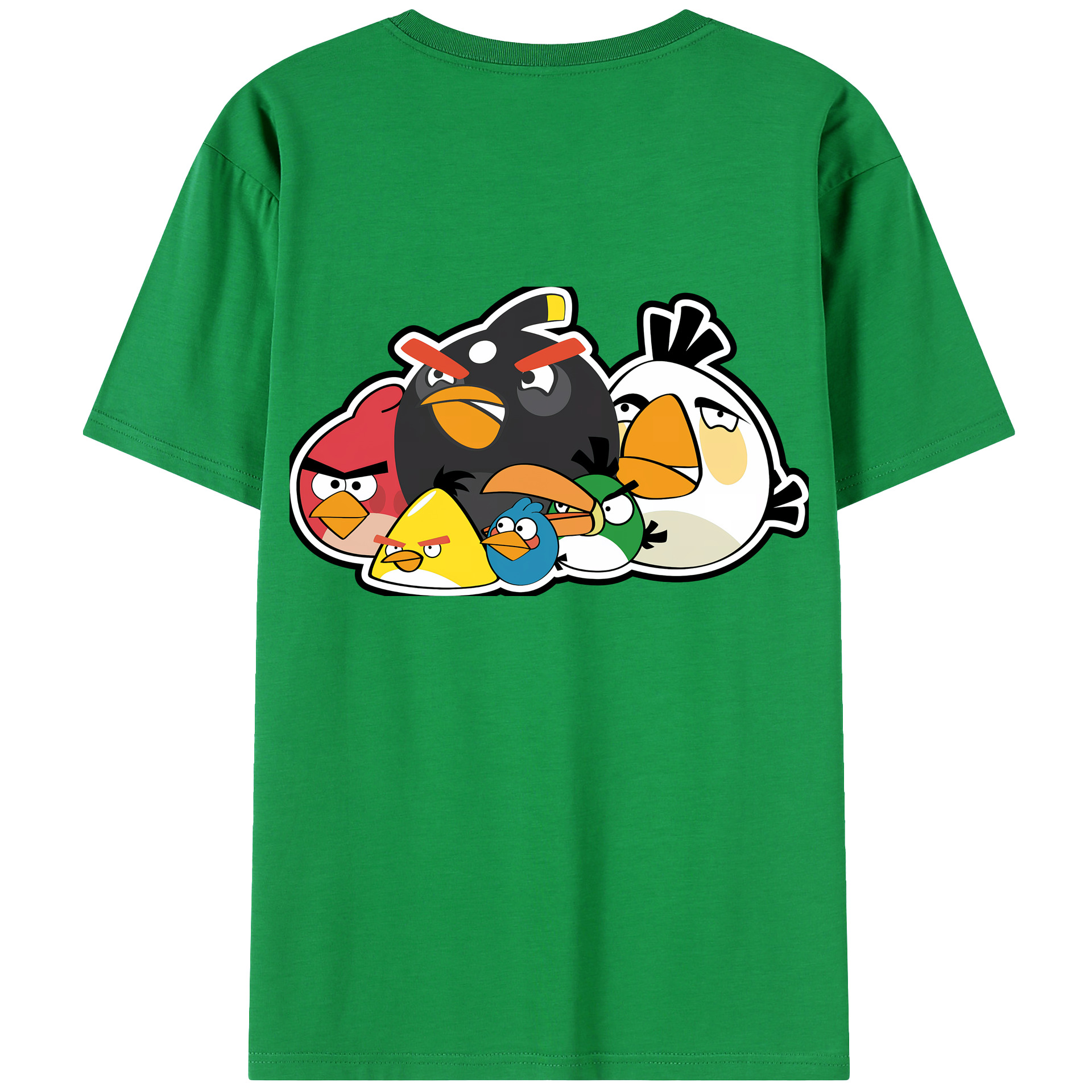 （画像用） Angry Birds アングリーバード 綿100％ メンズ半袖Tシャツ（バックプリント） 通気性