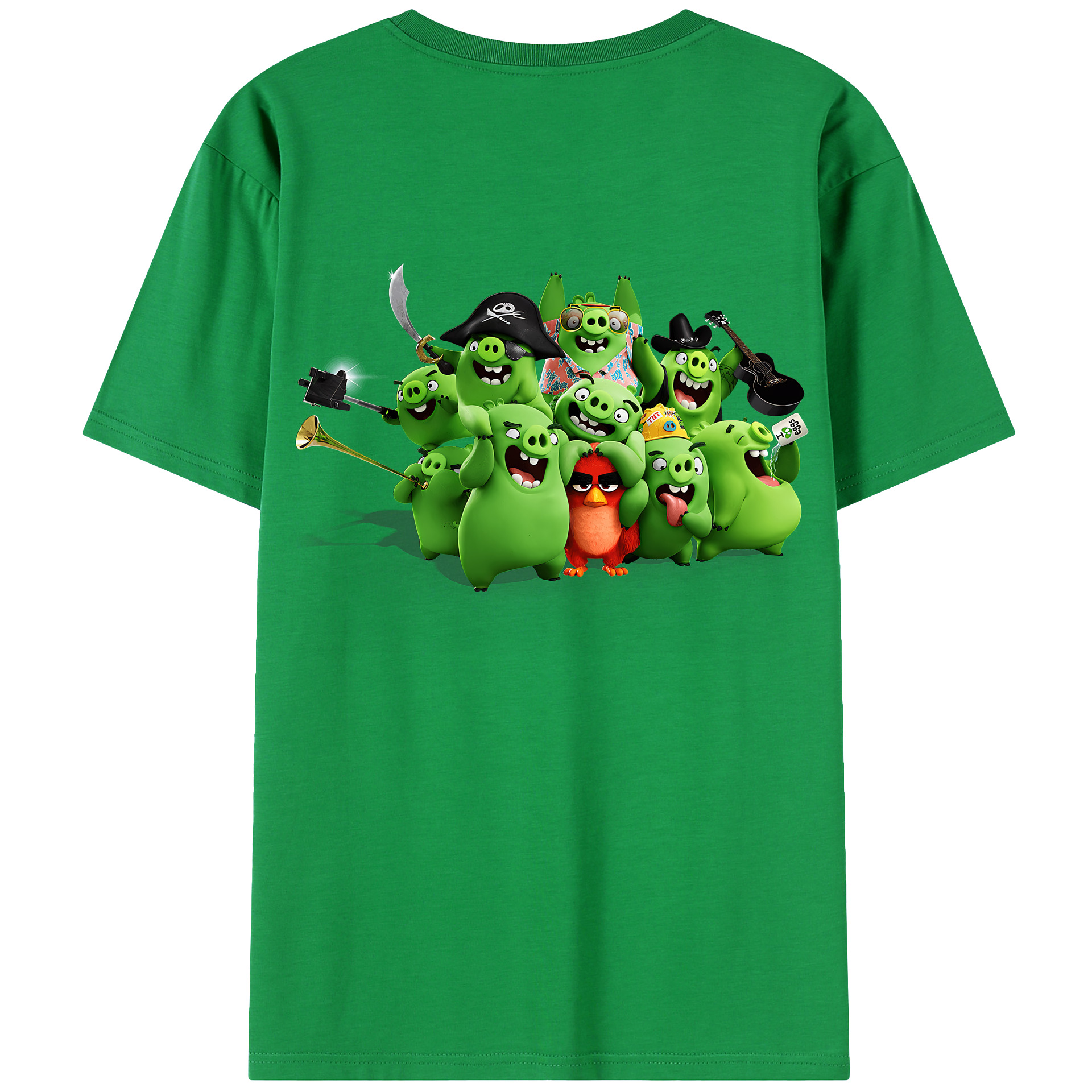 （画像用） Angry Birds アングリーバード 綿100％ メンズ半袖Tシャツ（バックプリント） 通気性