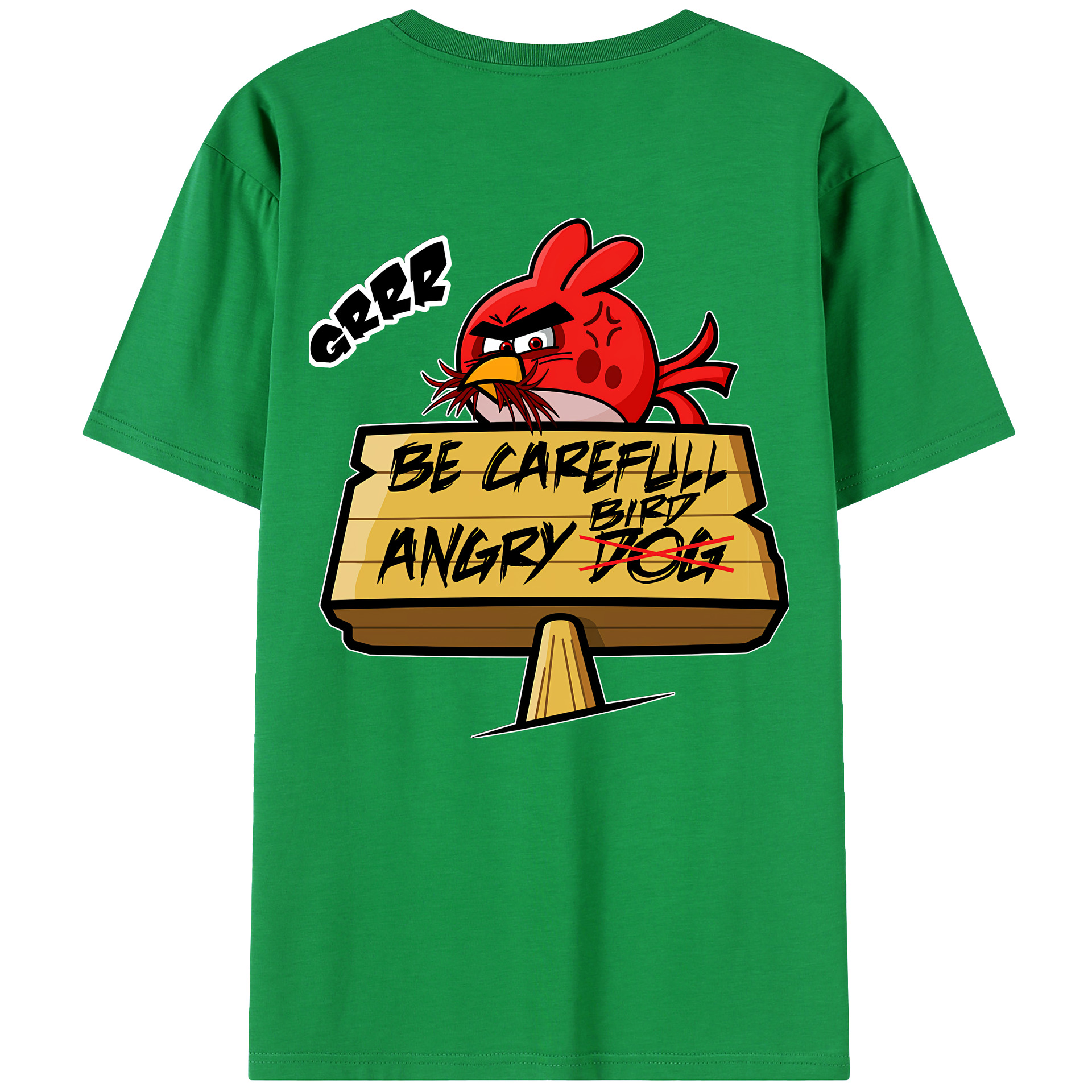 （画像用） Angry Birds アングリーバード 綿100％ メンズ半袖Tシャツ（バックプリント） 通気性