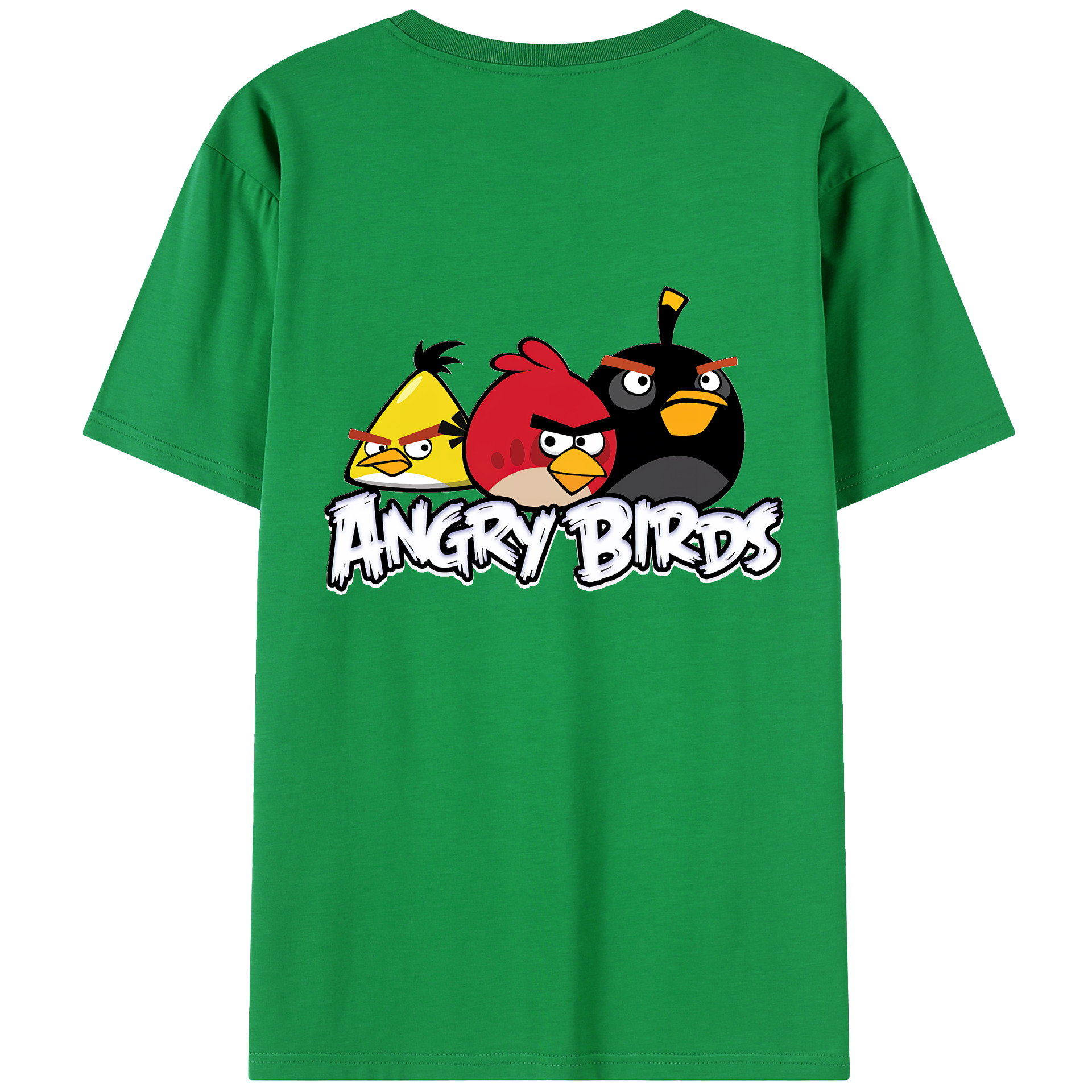 （画像用） Angry Birds アングリーバード 綿100％ メンズ半袖Tシャツ（バックプリント） 通気性