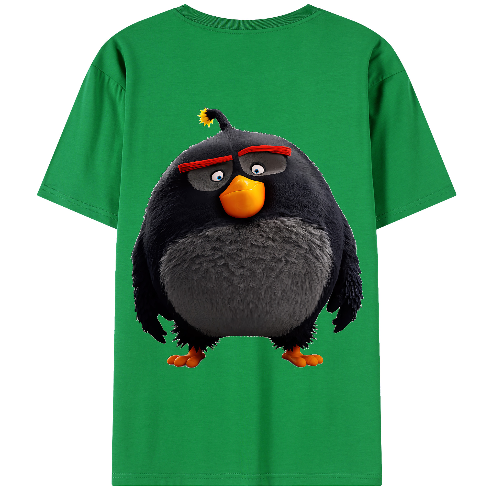 （画像用） Angry Birds アングリーバード 綿100％ メンズ半袖Tシャツ（バックプリント） 通気性