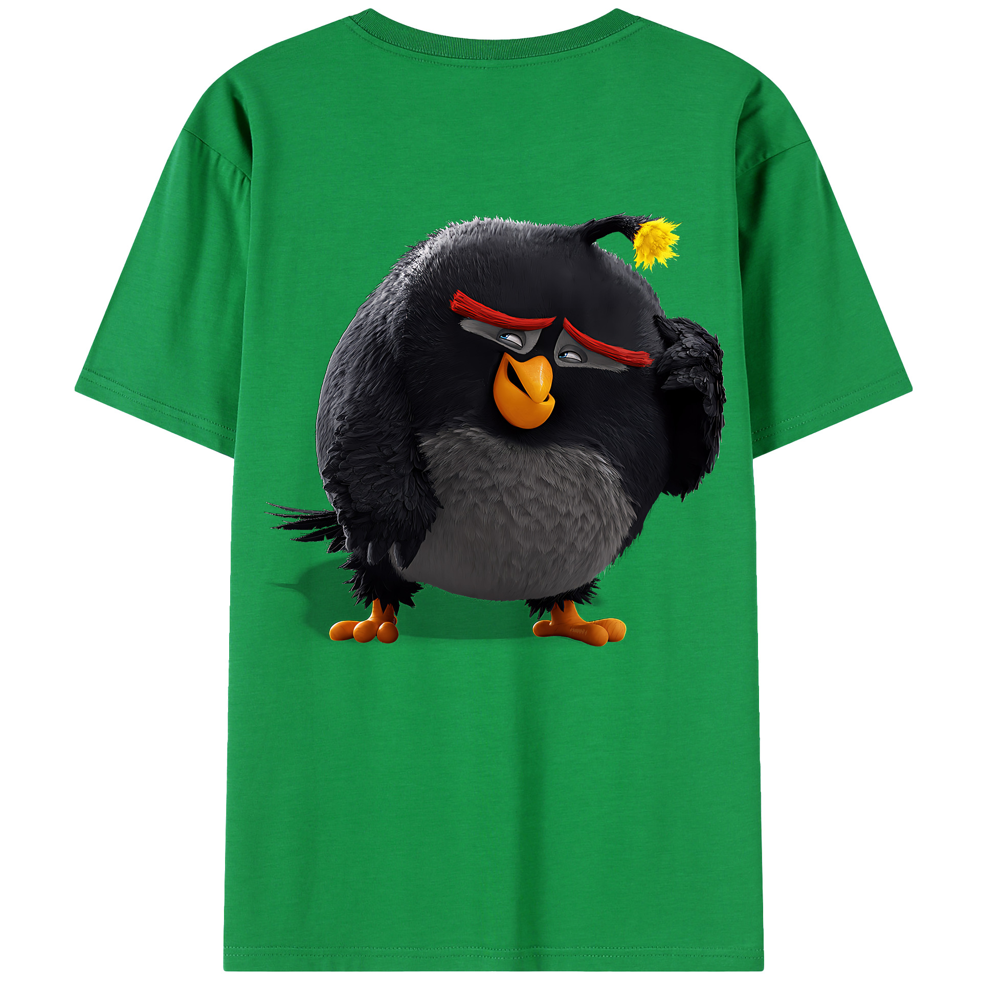 （画像用） Angry Birds アングリーバード 綿100％ メンズ半袖Tシャツ（バックプリント） 通気性