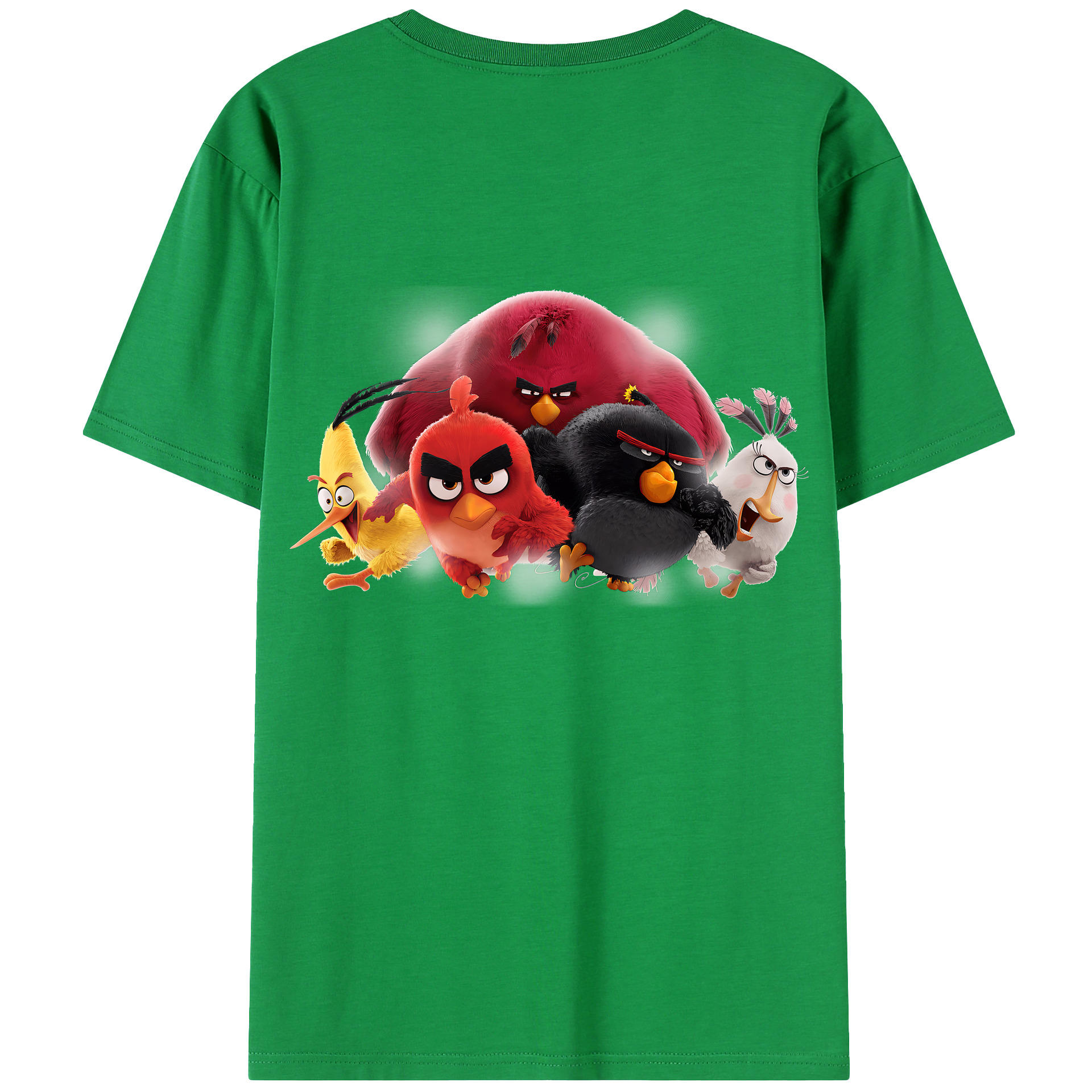 （画像用） Angry Birds アングリーバード 綿100％ メンズ半袖Tシャツ（バックプリント） 通気性