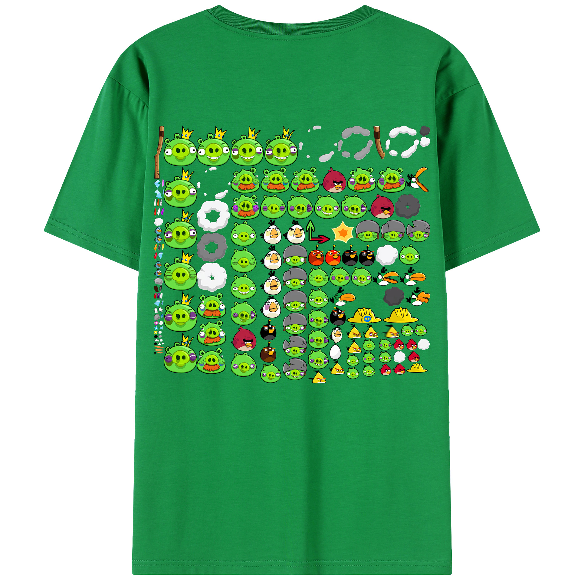 （画像用） Angry Birds アングリーバード 綿100％ メンズ半袖Tシャツ（バックプリント） 通気性