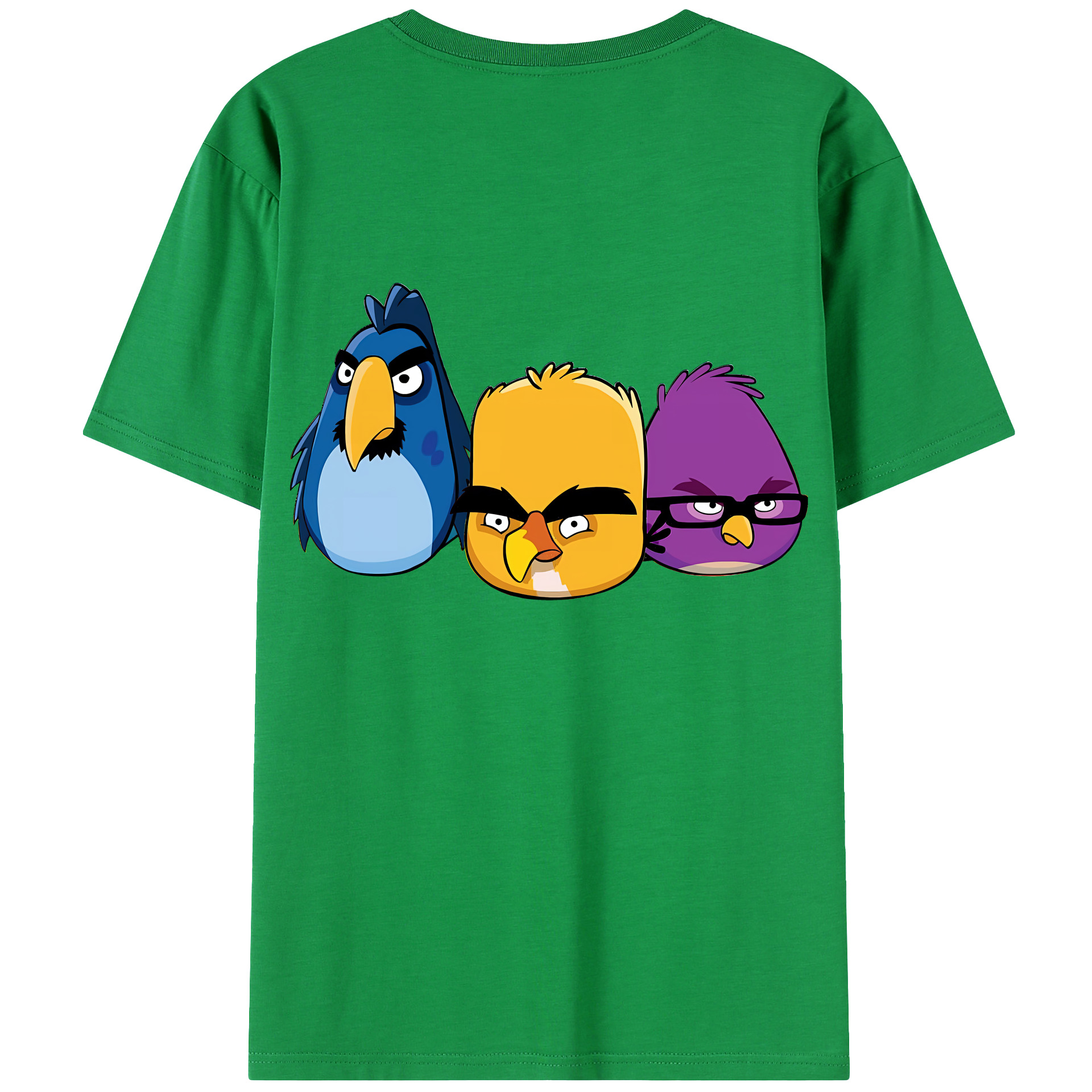 （画像用） Angry Birds アングリーバード 綿100％ メンズ半袖Tシャツ（バックプリント） 通気性