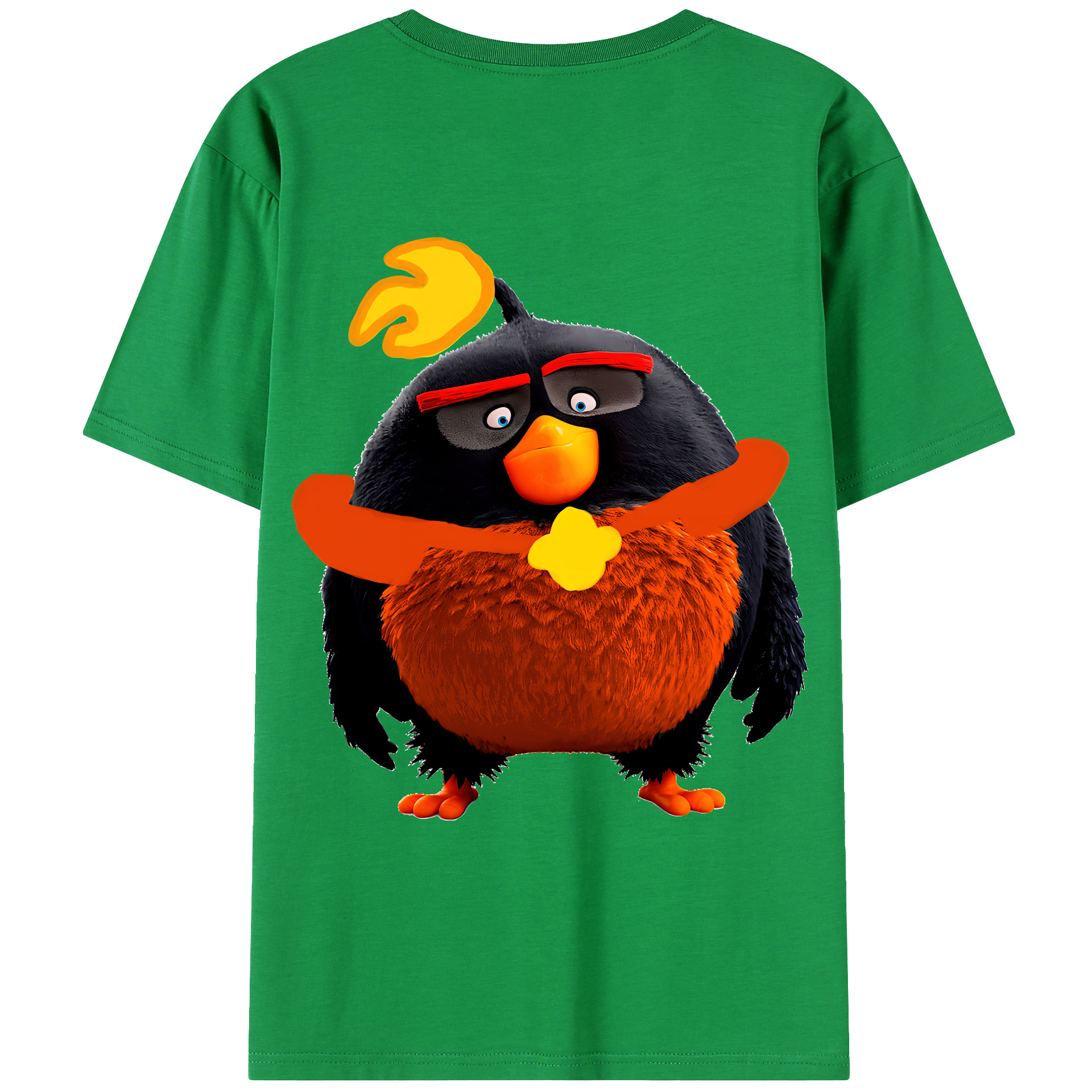 （画像用） Angry Birds アングリーバード 綿100％ メンズ半袖Tシャツ（バックプリント） 通気性