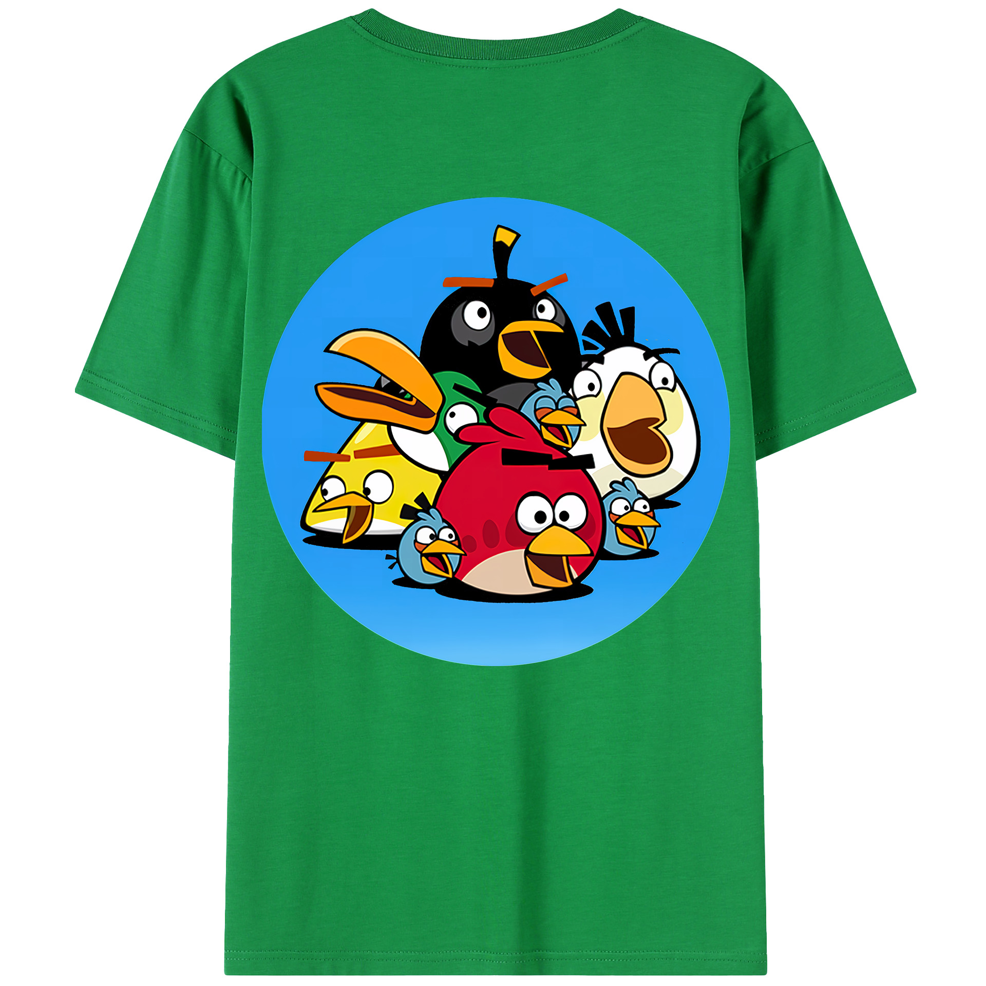 （画像用） Angry Birds アングリーバード 綿100％ メンズ半袖Tシャツ（バックプリント） 通気性