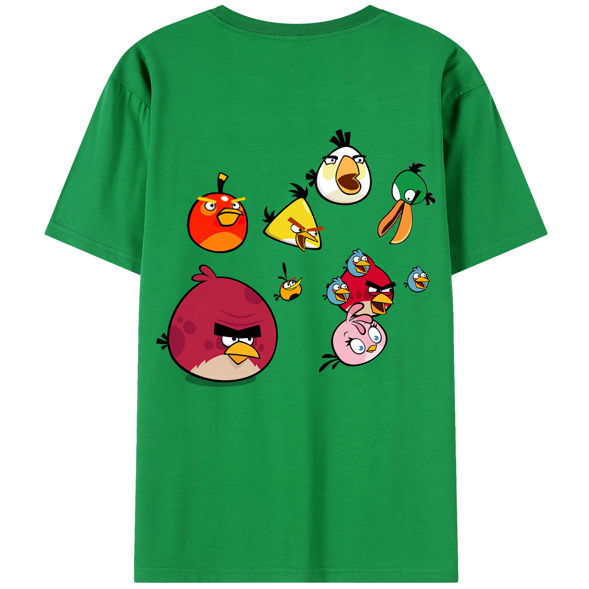 （画像用） Angry Birds アングリーバード 綿100％ メンズ半袖Tシャツ（バックプリント） 通気性