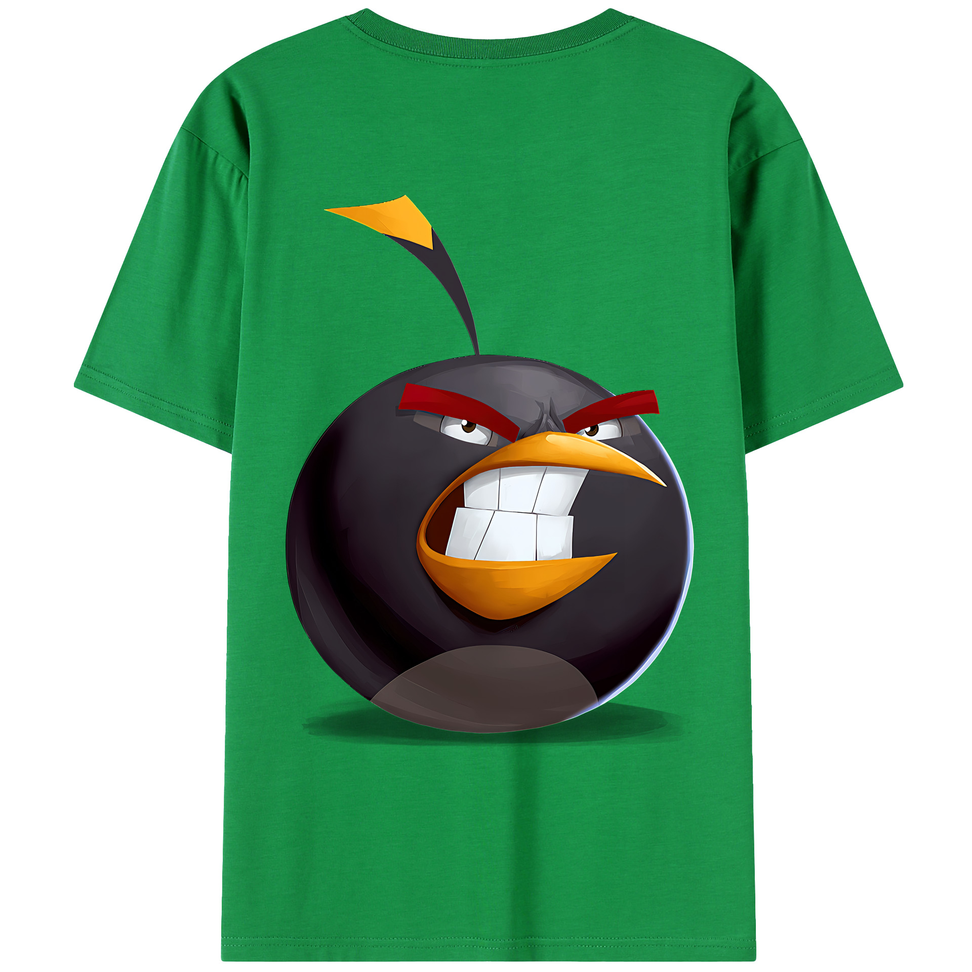 （画像用） Angry Birds アングリーバード 綿100％ メンズ半袖Tシャツ（バックプリント） 通気性