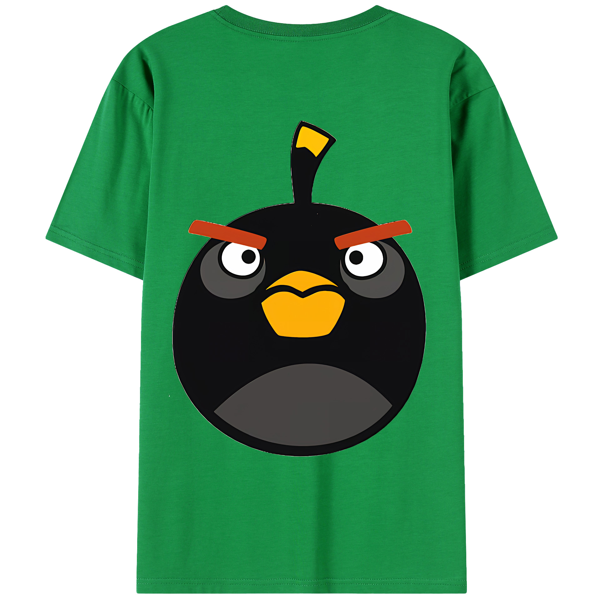 （画像用） Angry Birds アングリーバード 綿100％ メンズ半袖Tシャツ（バックプリント） 通気性