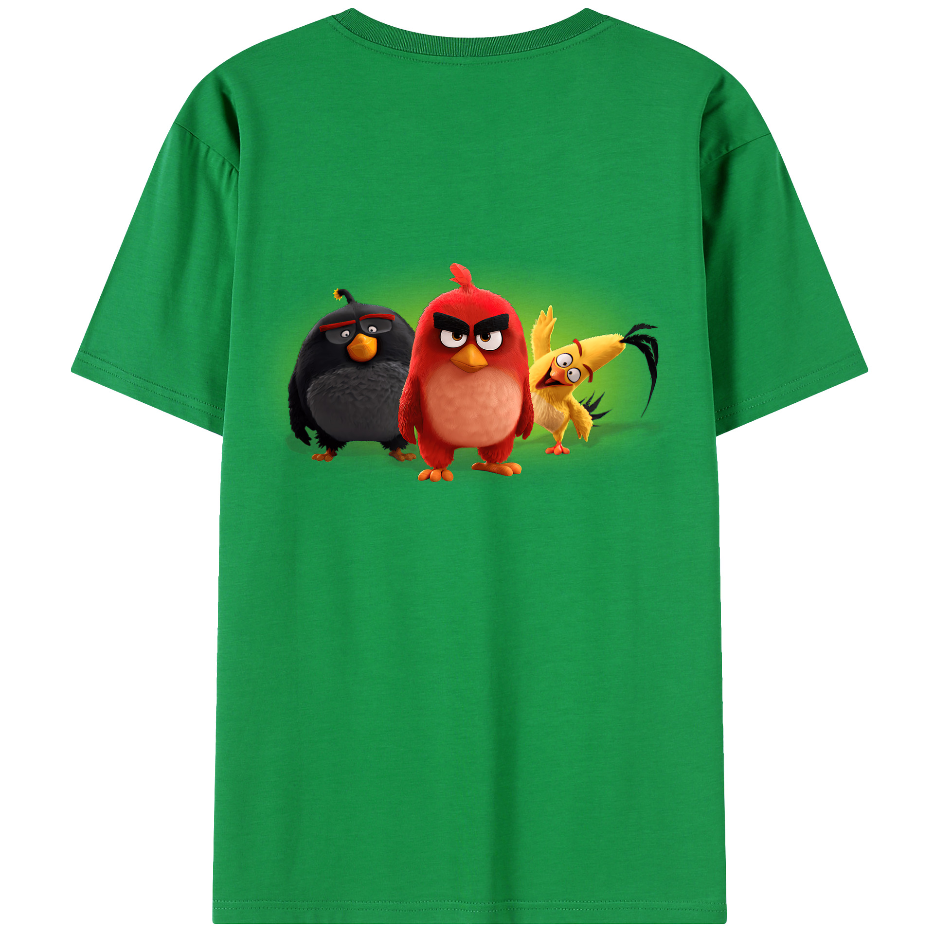 （画像用） Angry Birds アングリーバード 綿100％ メンズ半袖Tシャツ（バックプリント） 通気性