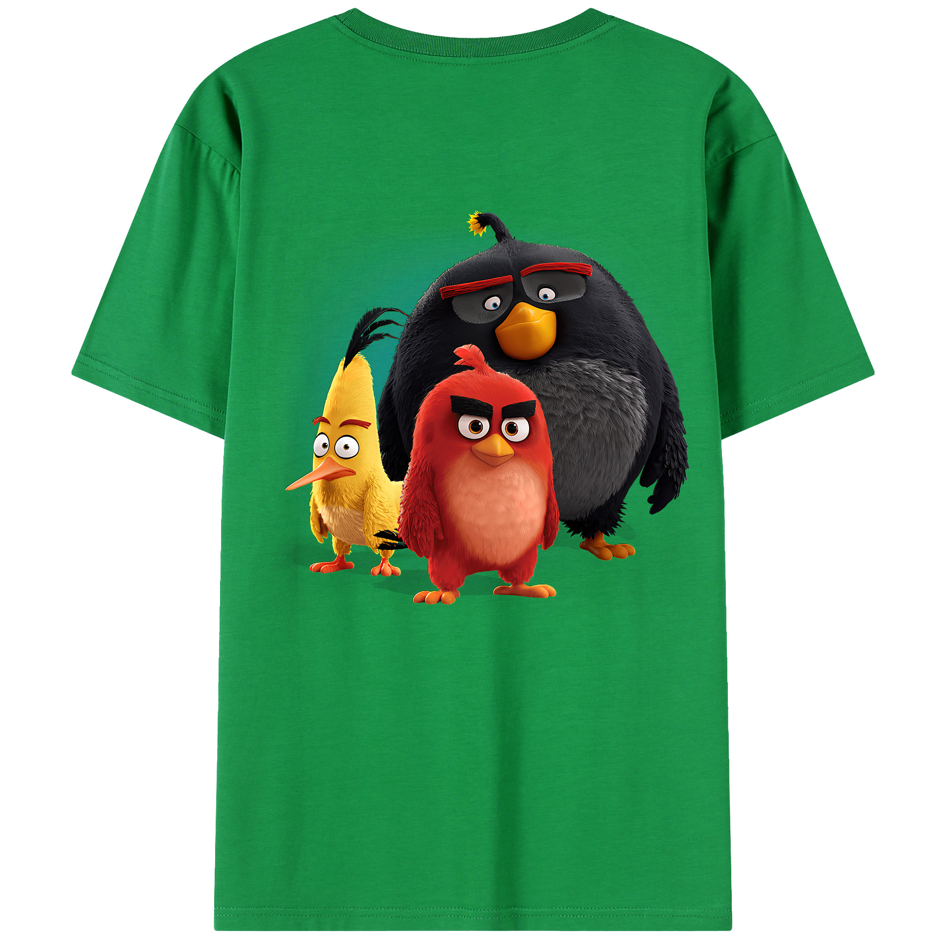 （画像用） Angry Birds アングリーバード 綿100％ メンズ半袖Tシャツ（バックプリント） 通気性