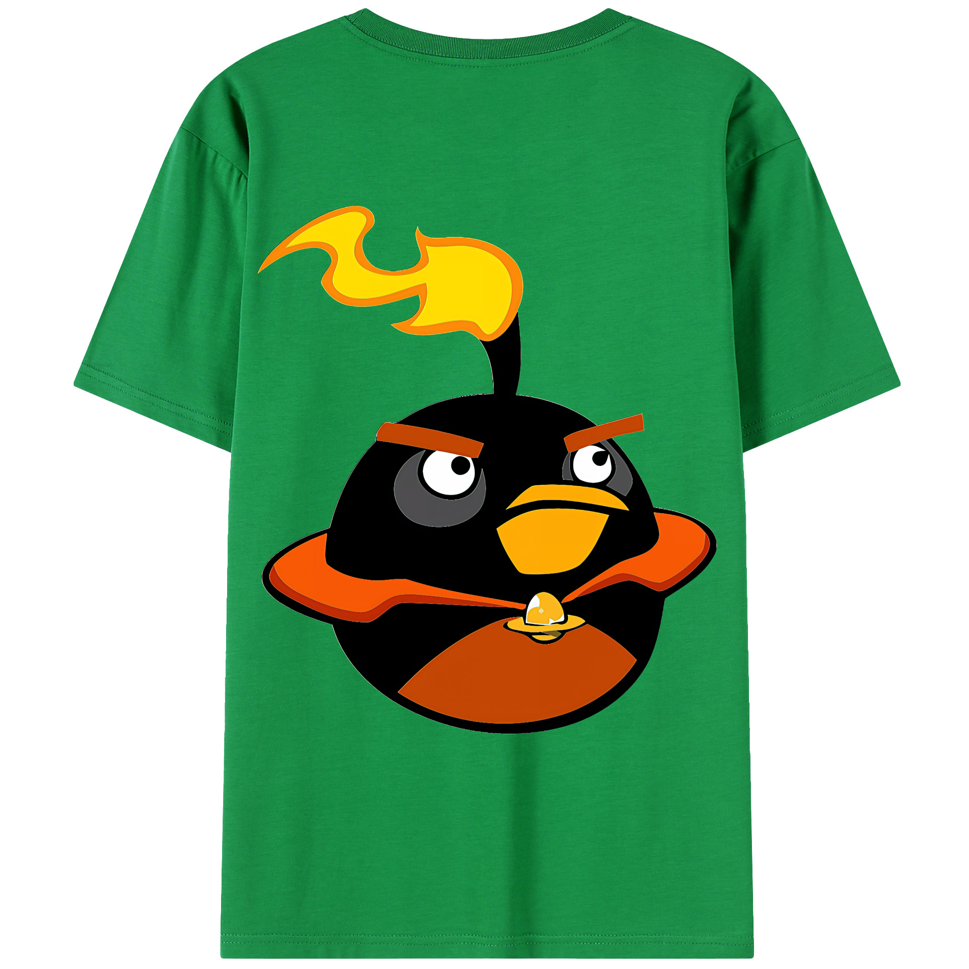 （画像用） Angry Birds アングリーバード 綿100％ メンズ半袖Tシャツ（バックプリント） 通気性