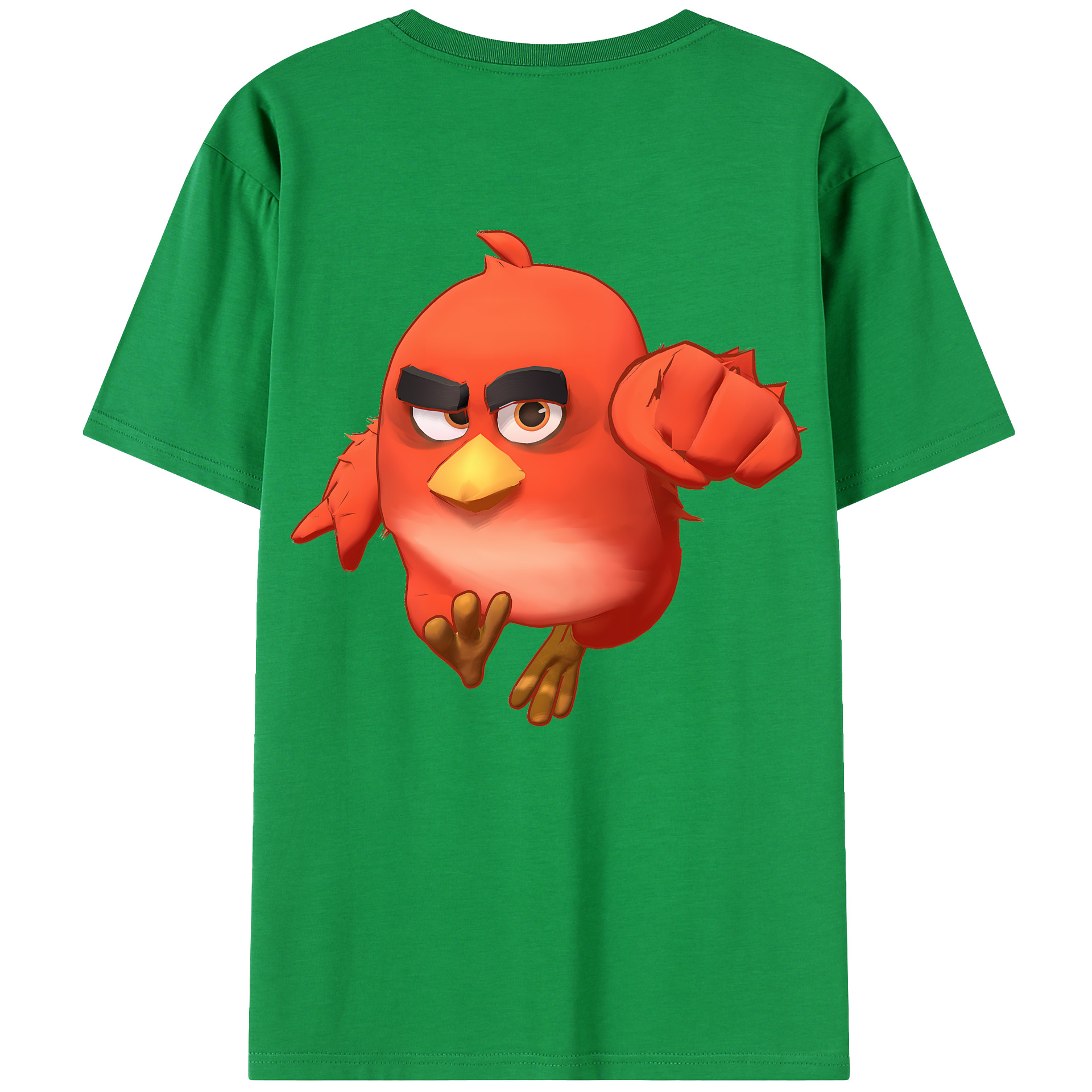 （画像用） Angry Birds アングリーバード 綿100％ メンズ半袖Tシャツ（バックプリント） 通気性