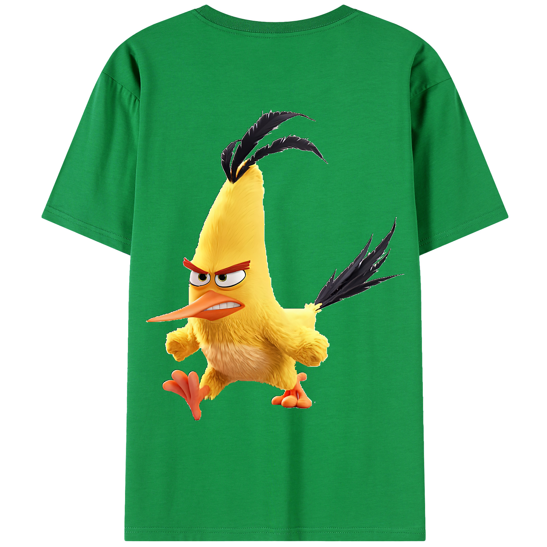 （画像用） Angry Birds アングリーバード 綿100％ メンズ半袖Tシャツ（バックプリント） 通気性