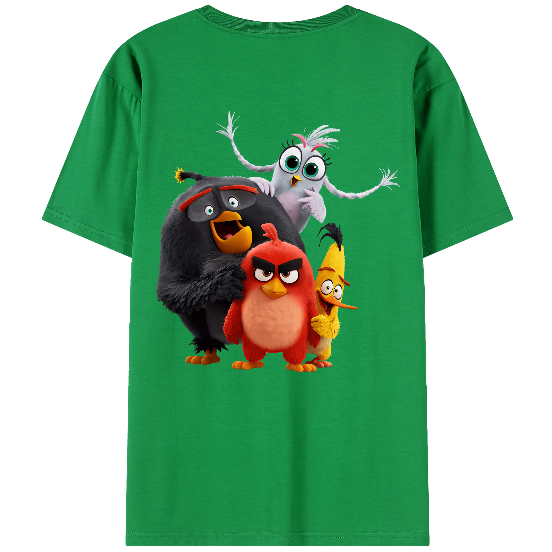 （画像用） Angry Birds アングリーバード 綿100％ メンズ半袖Tシャツ（バックプリント） 通気性
