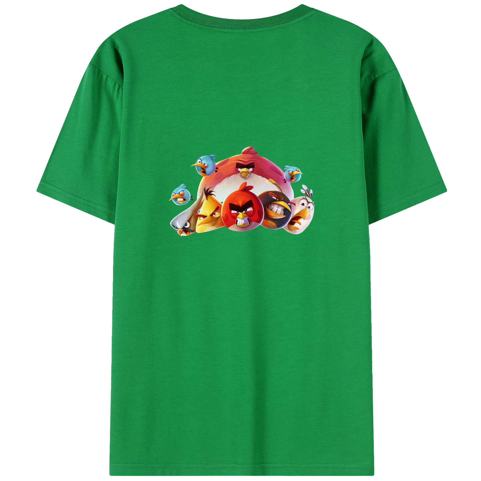 （画像用） Angry Birds アングリーバード 綿100％ メンズ半袖Tシャツ（バックプリント） 通気性