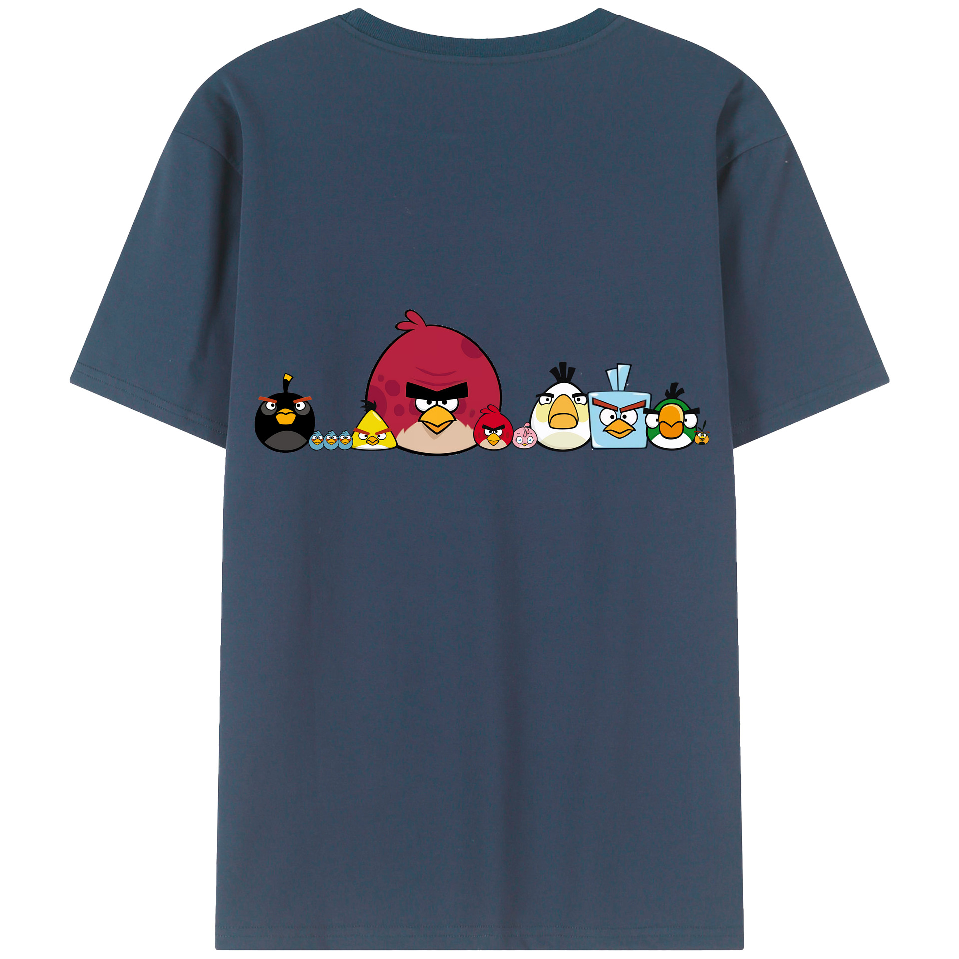 （画像用） Angry Birds アングリーバード 綿100％ メンズ半袖Tシャツ（バックプリント） 通気性