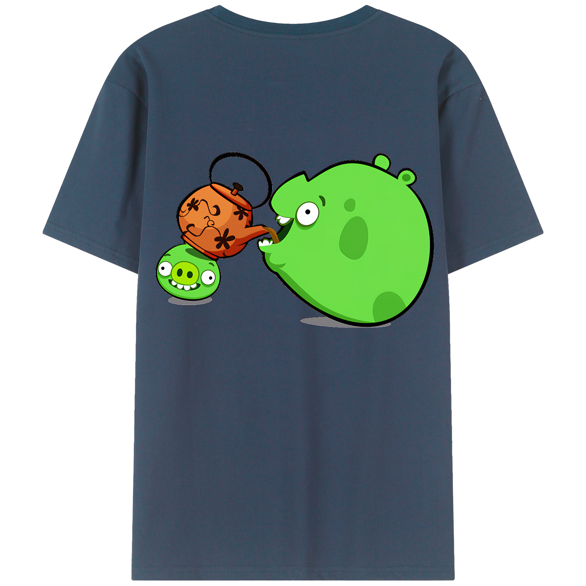 （画像用） Angry Birds アングリーバード 綿100％ メンズ半袖Tシャツ（バックプリント） 通気性