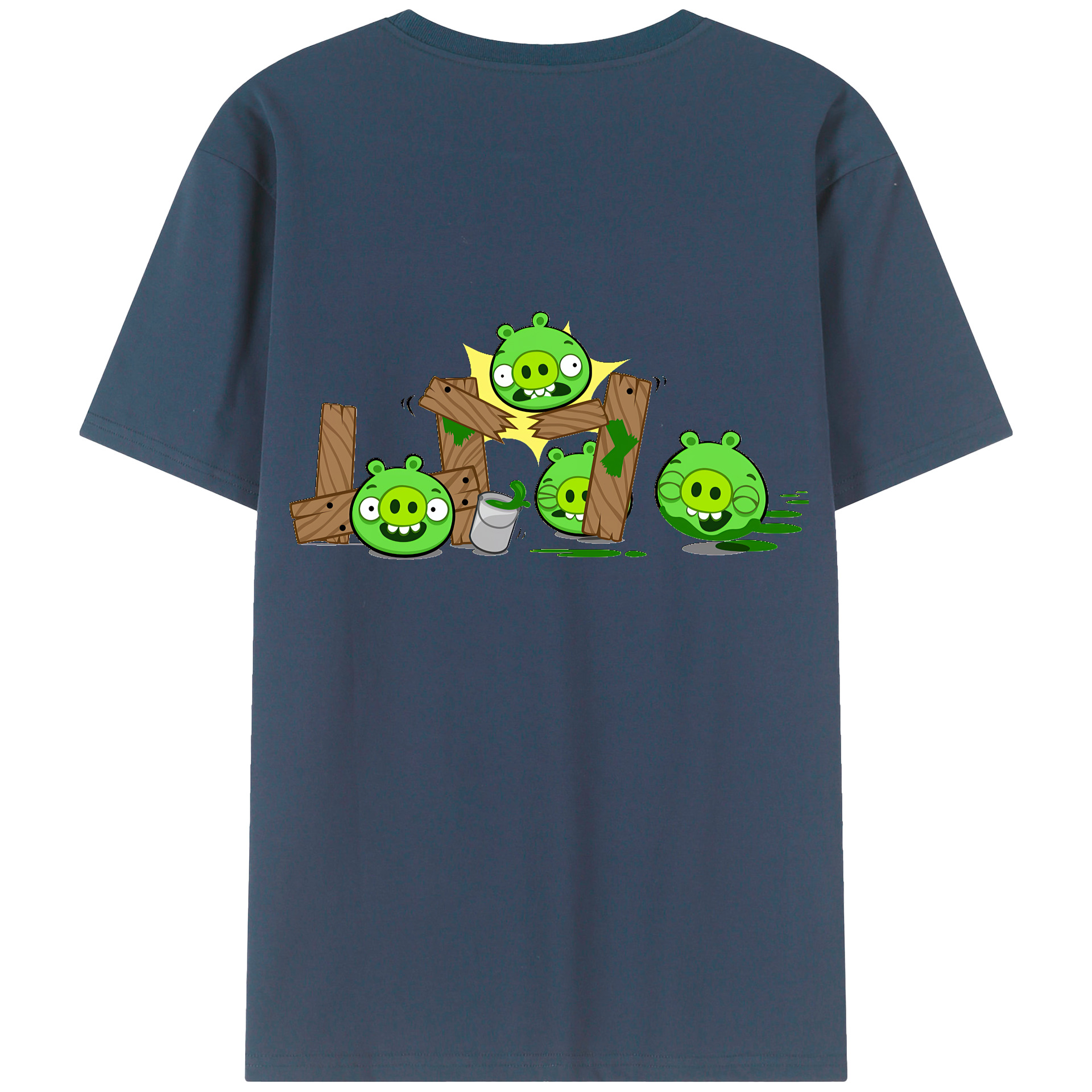 （画像用） Angry Birds アングリーバード 綿100％ メンズ半袖Tシャツ（バックプリント） 通気性