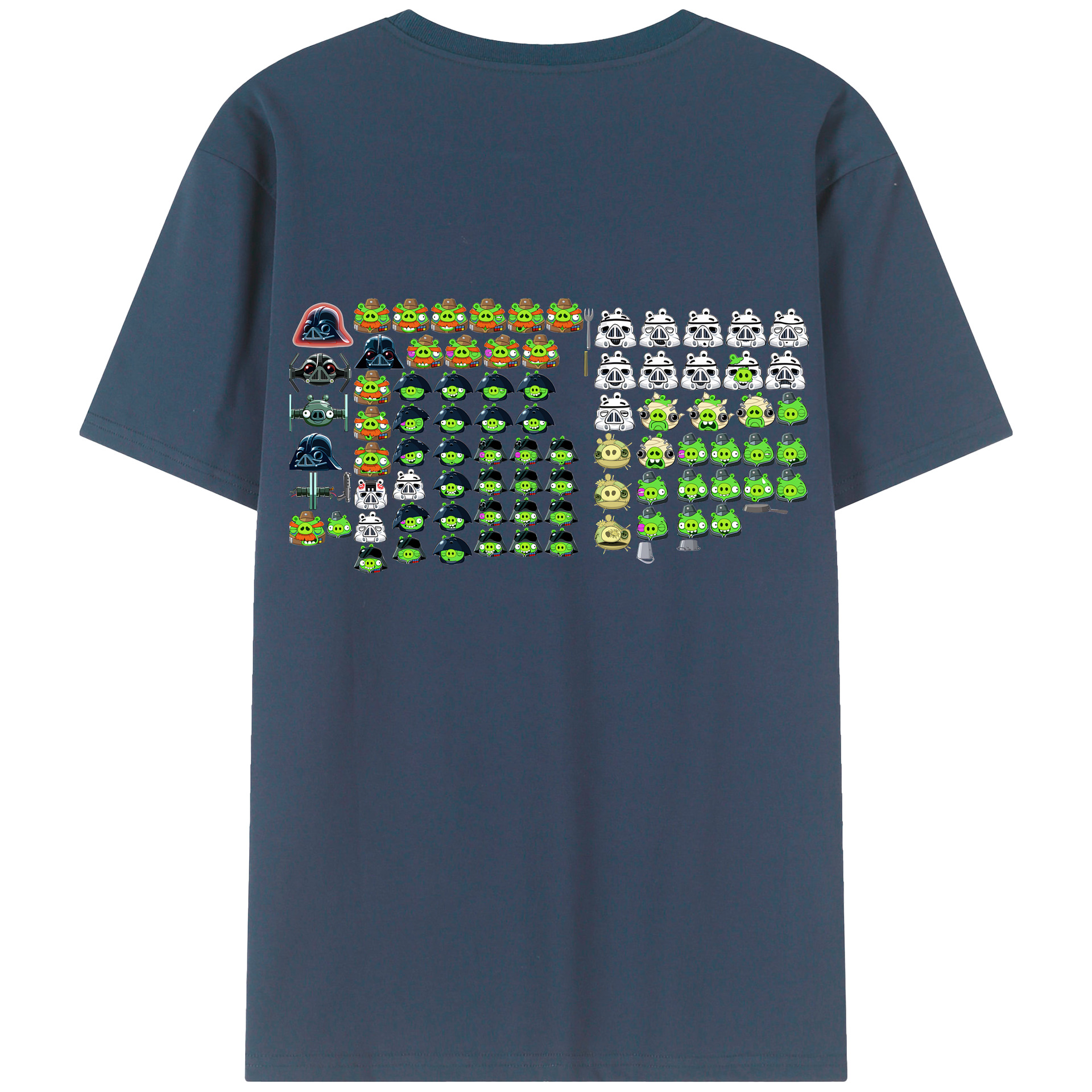 （画像用） Angry Birds アングリーバード 綿100％ メンズ半袖Tシャツ（バックプリント） 通気性