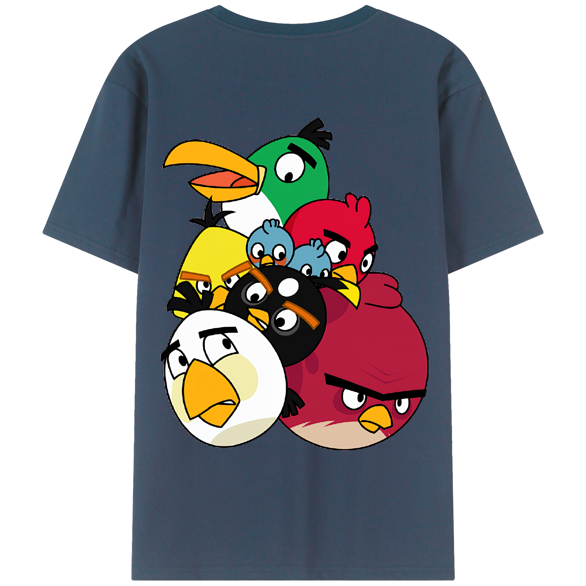 （画像用） Angry Birds アングリーバード 綿100％ メンズ半袖Tシャツ（バックプリント） 通気性