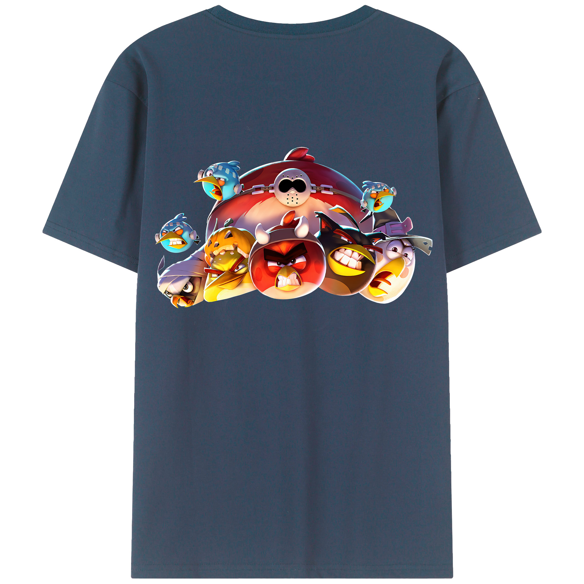 （画像用） Angry Birds アングリーバード 綿100％ メンズ半袖Tシャツ（バックプリント） 通気性