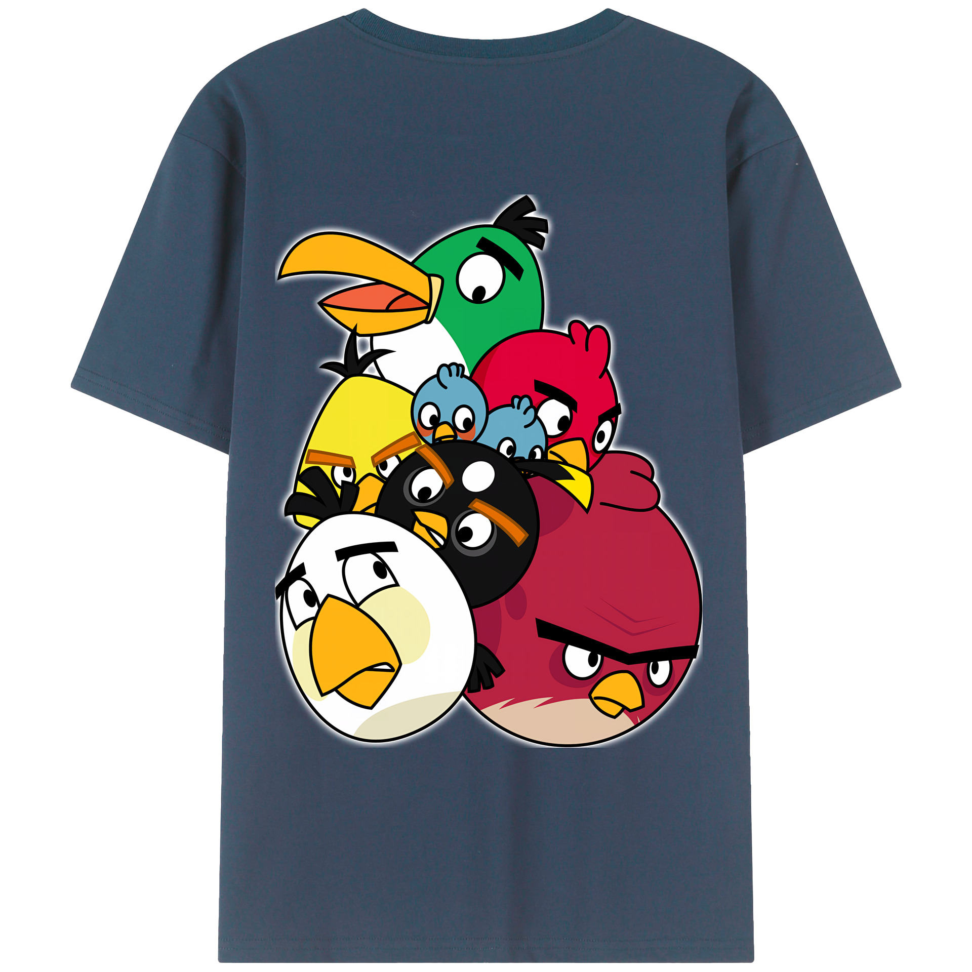 （画像用） Angry Birds アングリーバード 綿100％ メンズ半袖Tシャツ（バックプリント） 通気性