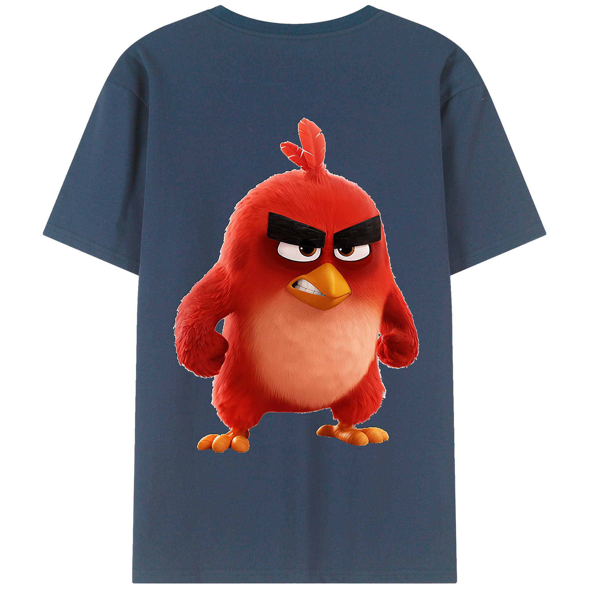（画像用） Angry Birds アングリーバード 綿100％ メンズ半袖Tシャツ（バックプリント） 通気性