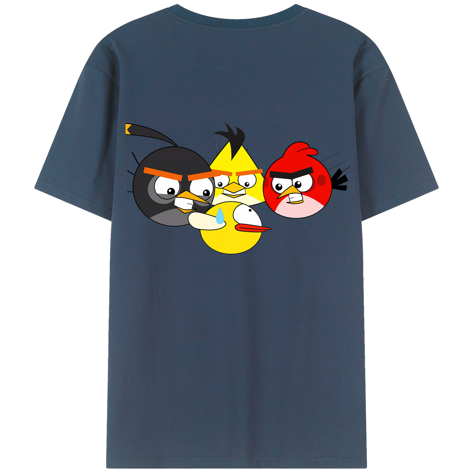 （画像用） Angry Birds アングリーバード 綿100％ メンズ半袖Tシャツ（バックプリント） 通気性
