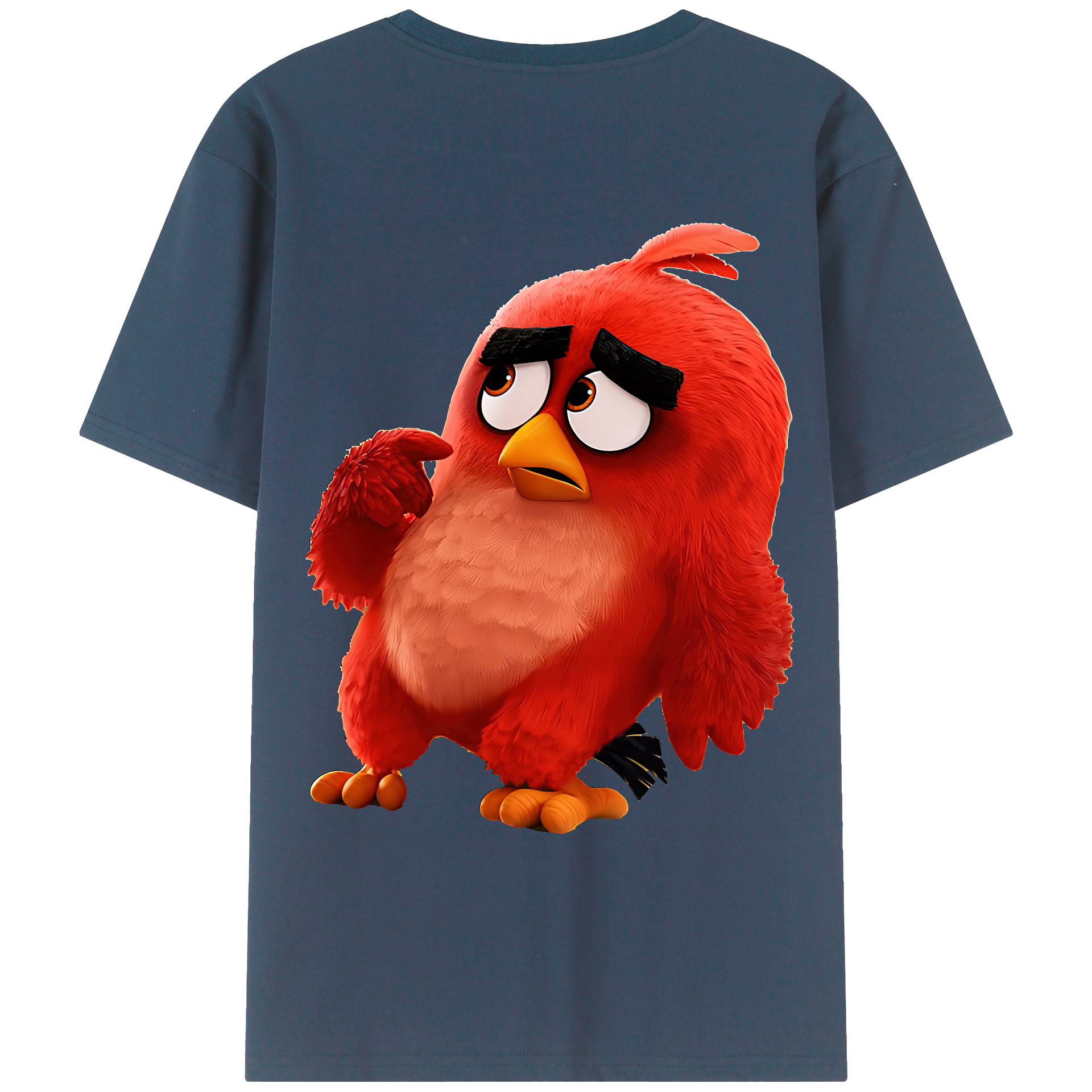 （画像用） Angry Birds アングリーバード 綿100％ メンズ半袖Tシャツ（バックプリント） 通気性