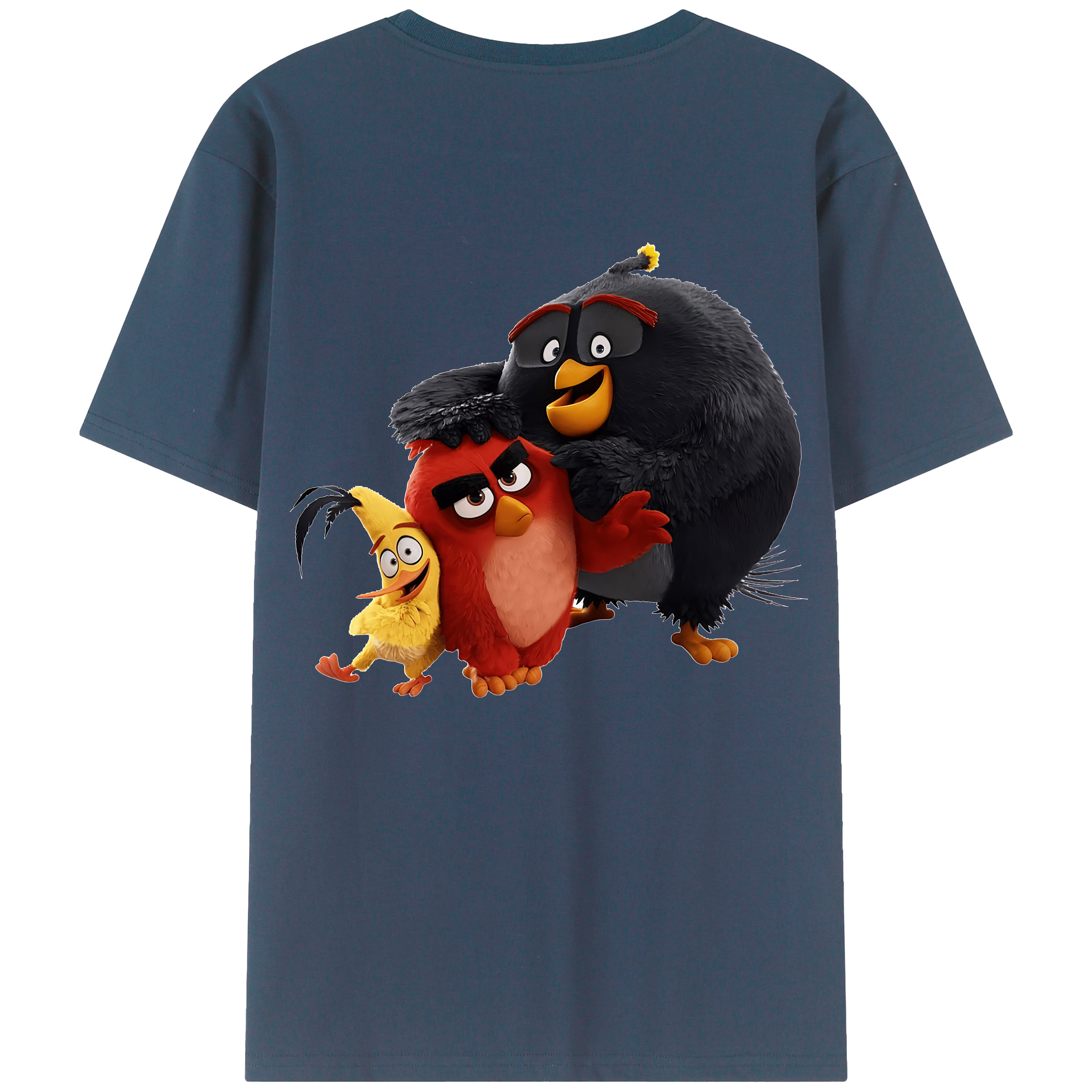 （画像用） Angry Birds アングリーバード 綿100％ メンズ半袖Tシャツ（バックプリント） 通気性