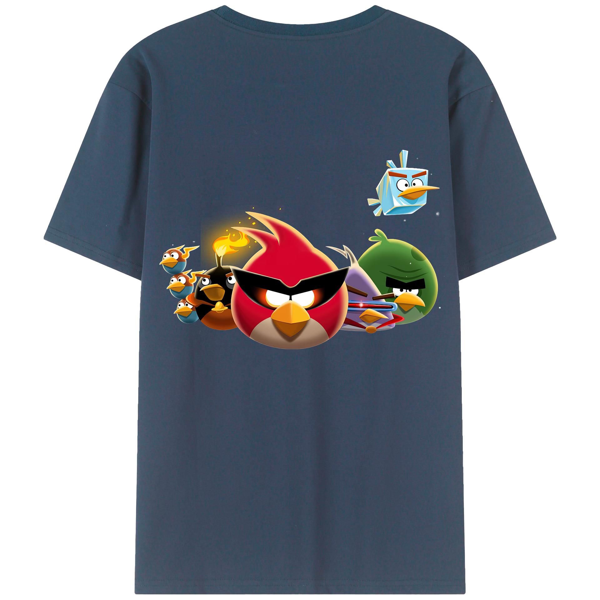 （画像用） Angry Birds アングリーバード 綿100％ メンズ半袖Tシャツ（バックプリント） 通気性