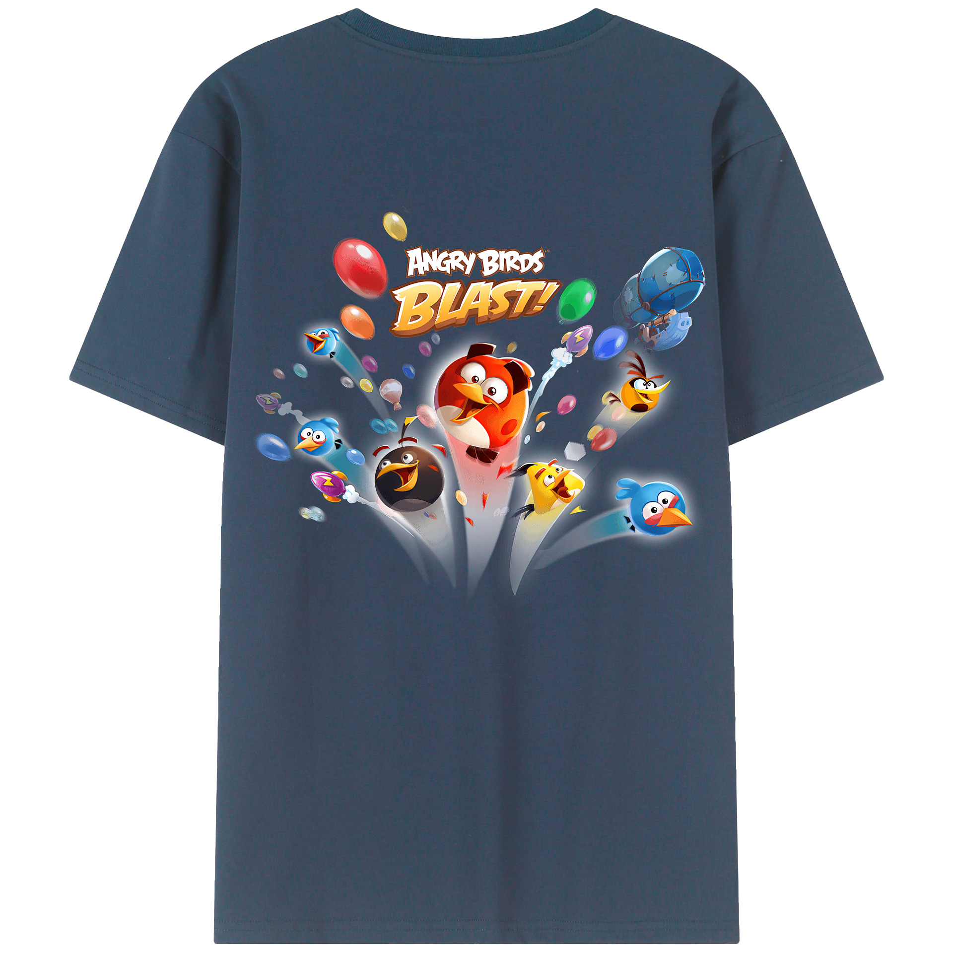 （画像用） Angry Birds アングリーバード 綿100％ メンズ半袖Tシャツ（バックプリント） 通気性