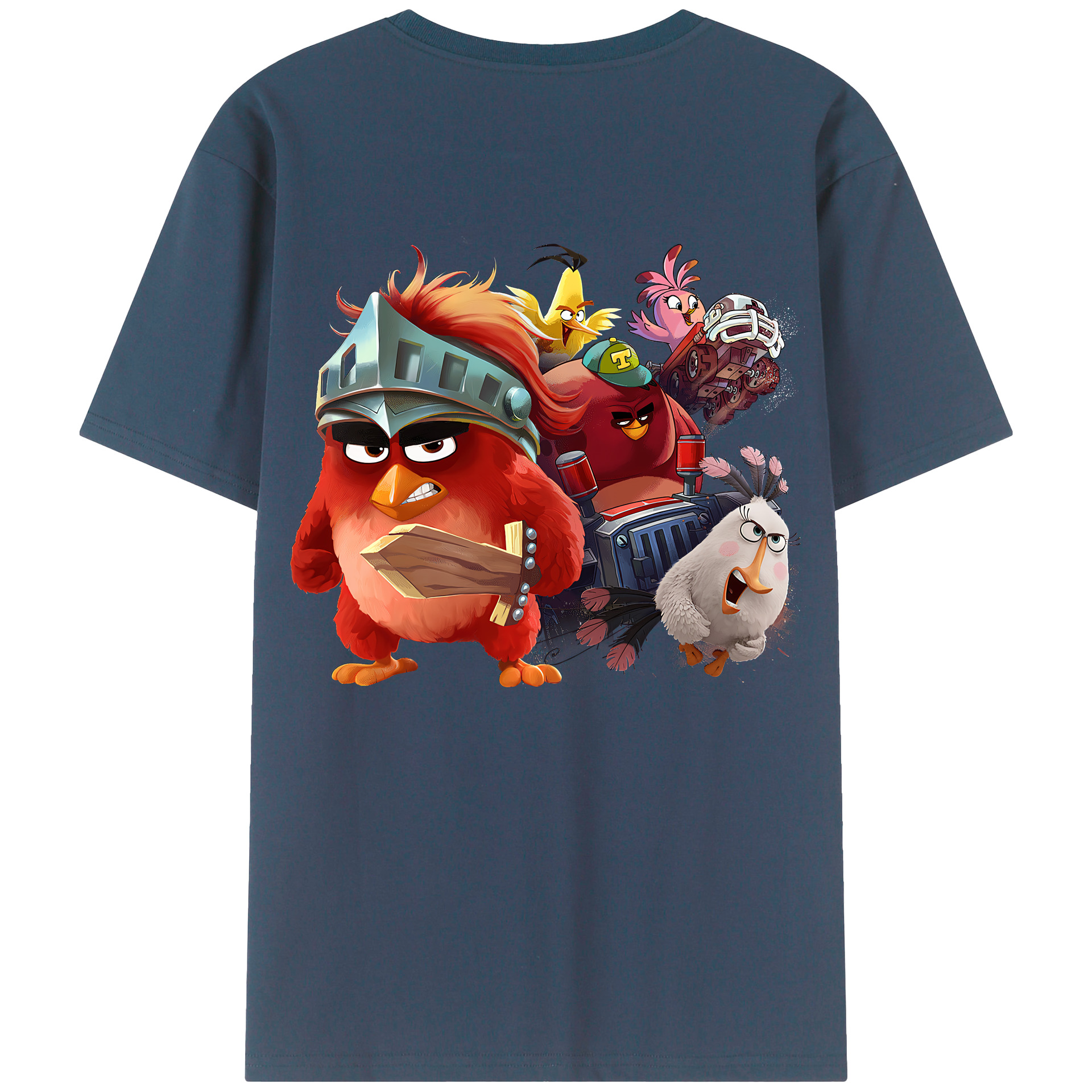 （画像用） Angry Birds アングリーバード 綿100％ メンズ半袖Tシャツ（バックプリント） 通気性