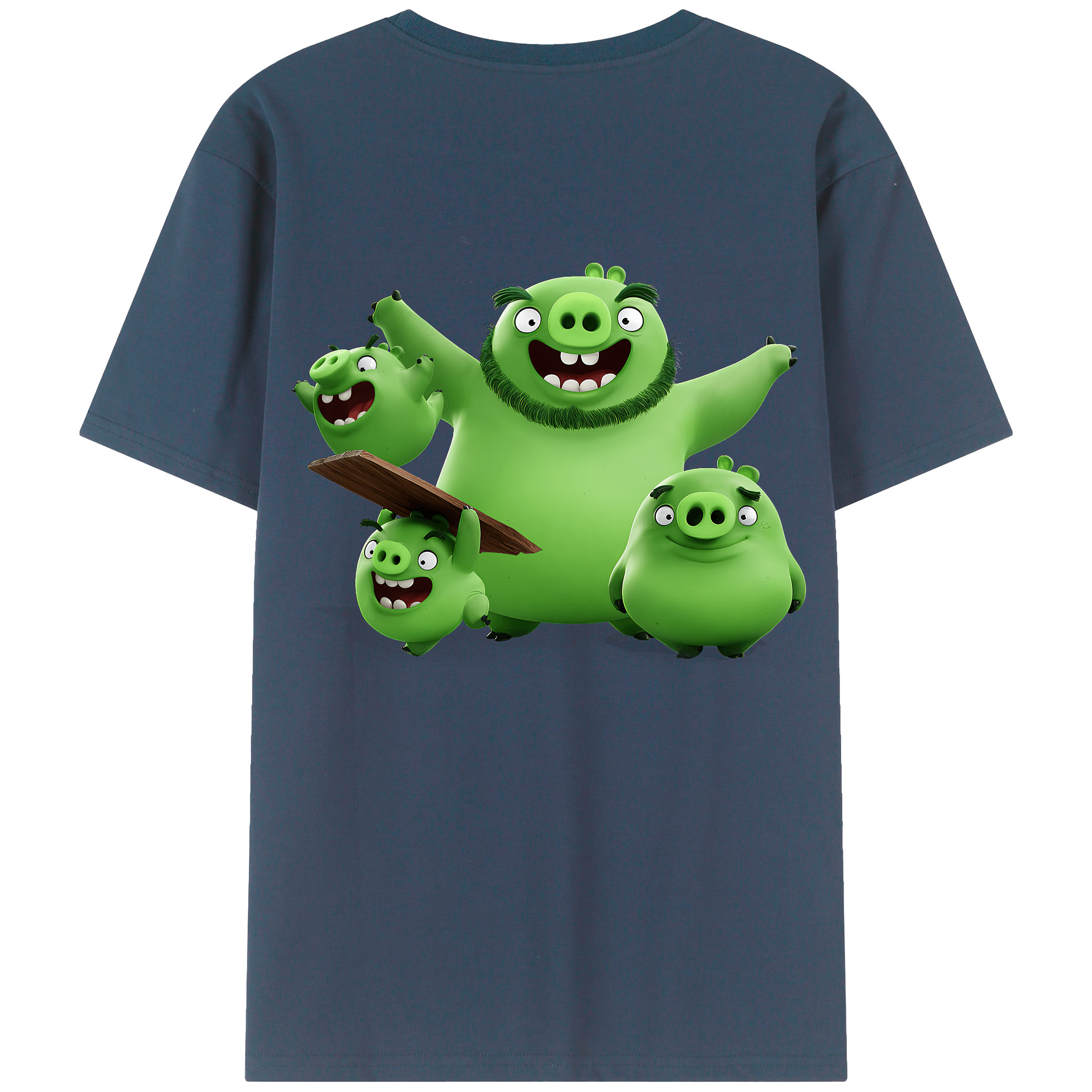 （画像用） Angry Birds アングリーバード 綿100％ メンズ半袖Tシャツ（バックプリント） 通気性
