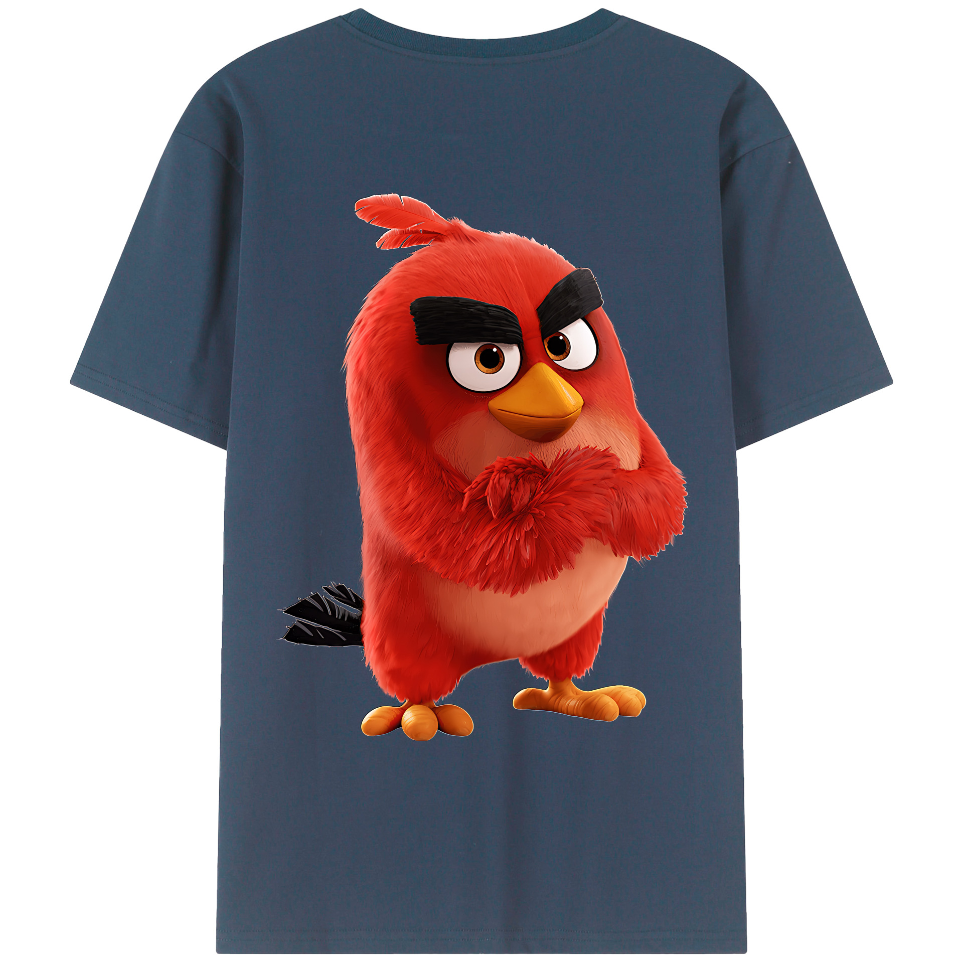 （画像用） Angry Birds アングリーバード 綿100％ メンズ半袖Tシャツ（バックプリント） 通気性