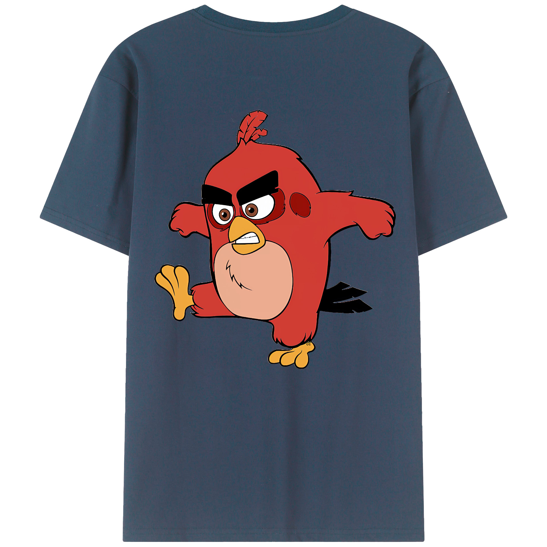 （画像用） Angry Birds アングリーバード 綿100％ メンズ半袖Tシャツ（バックプリント） 通気性