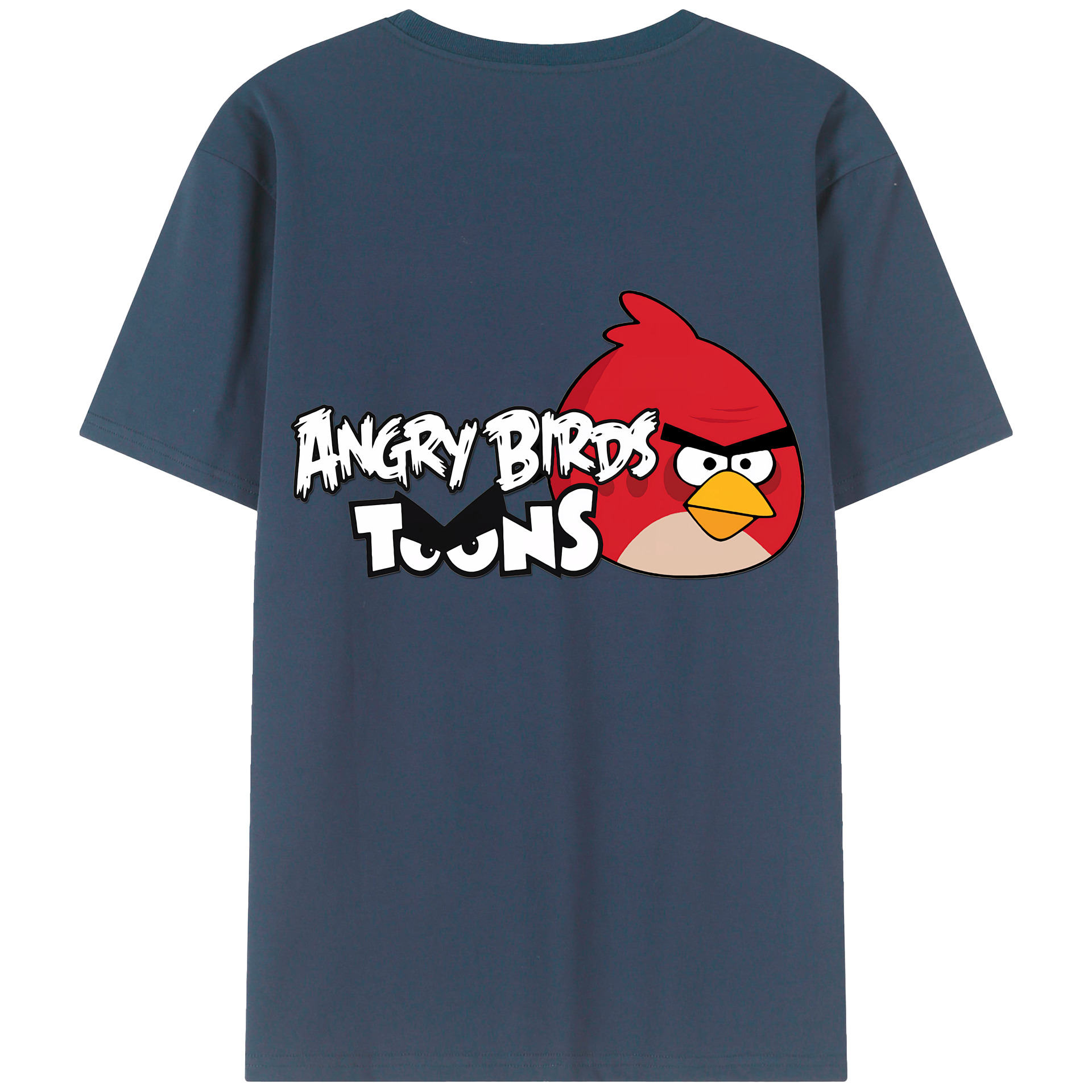 （画像用） Angry Birds アングリーバード 綿100％ メンズ半袖Tシャツ（バックプリント） 通気性