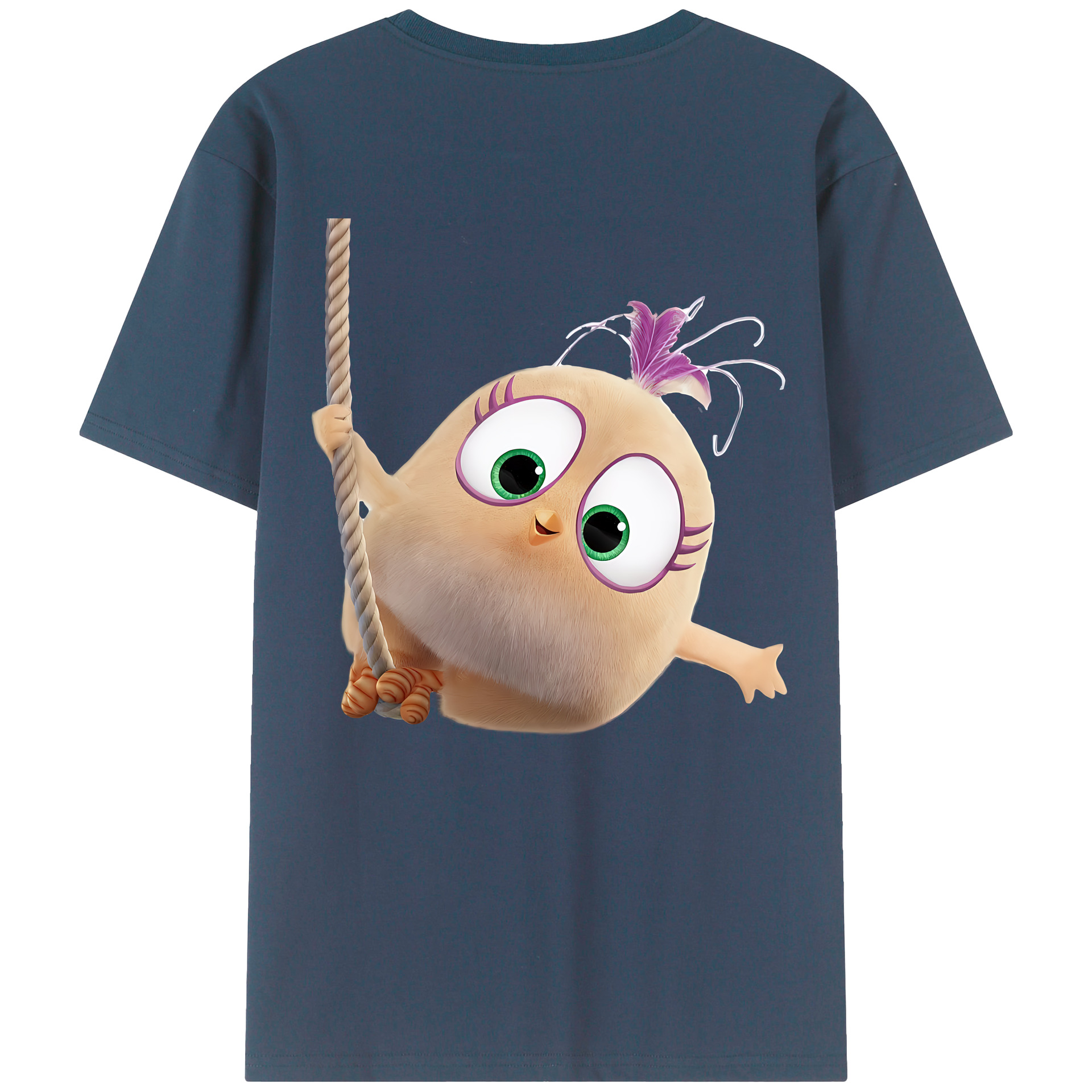 （画像用） Angry Birds アングリーバード 綿100％ メンズ半袖Tシャツ（バックプリント） 通気性