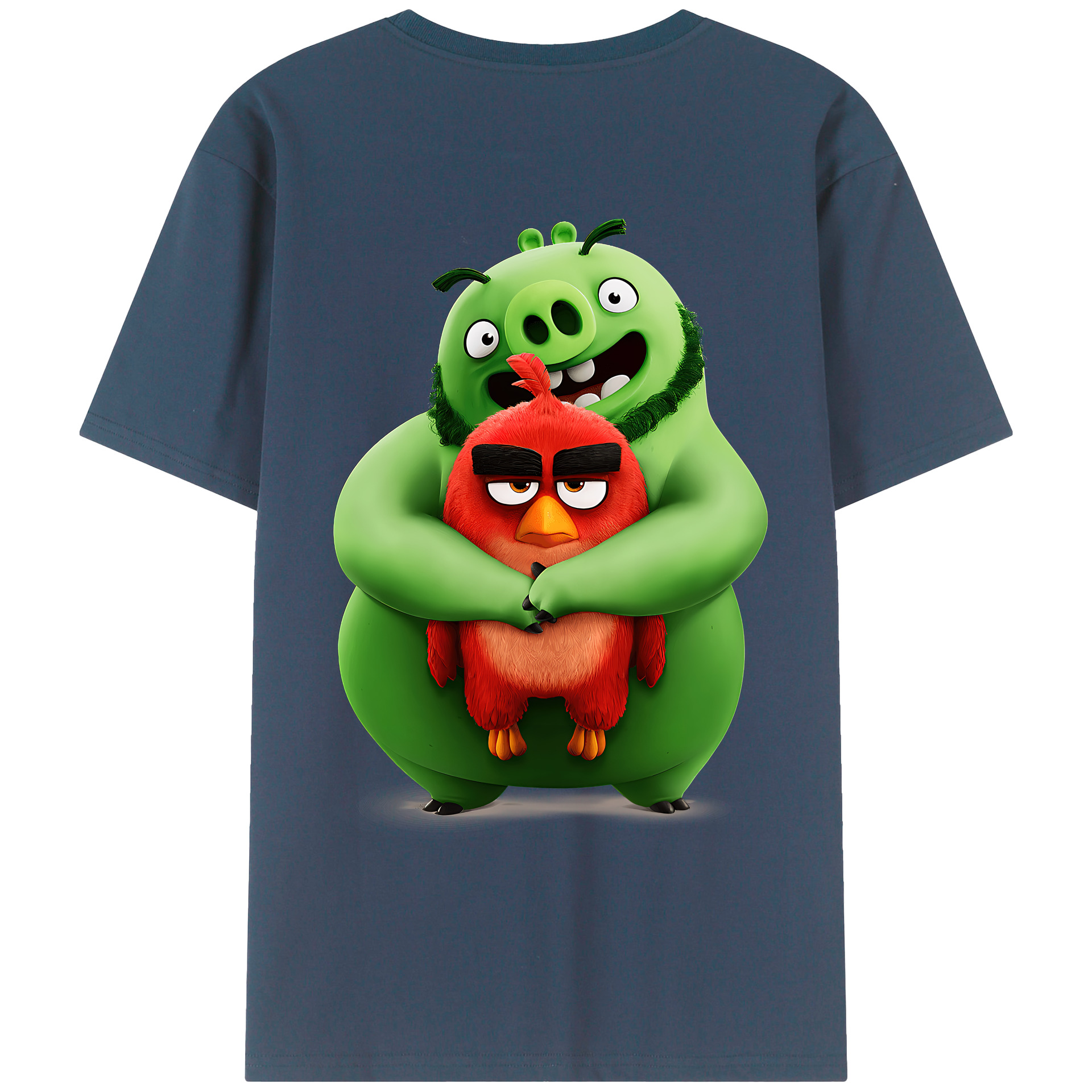 （画像用） Angry Birds アングリーバード 綿100％ メンズ半袖Tシャツ（バックプリント） 通気性